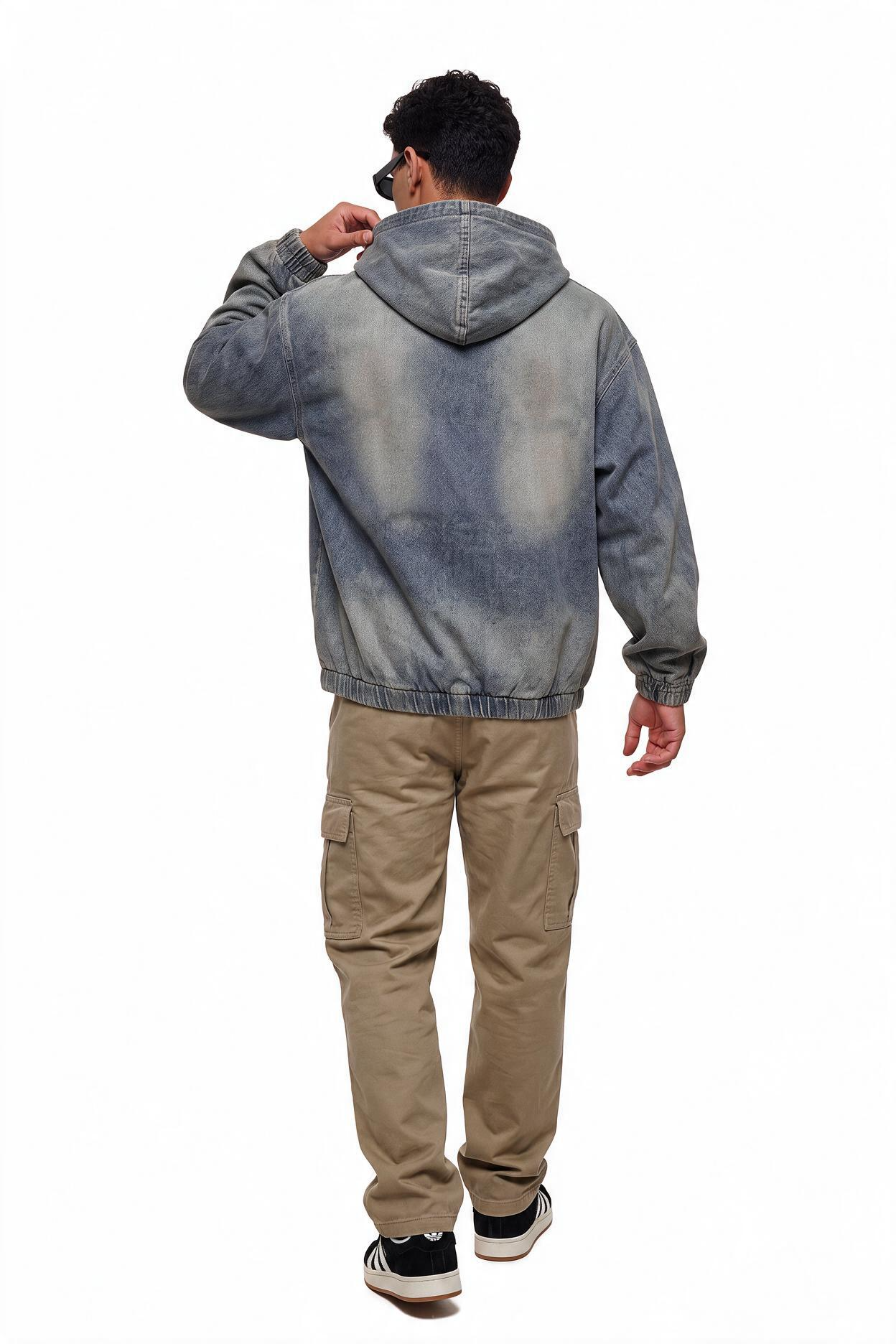 Steel Blue Oversized Drawstring Hoodie