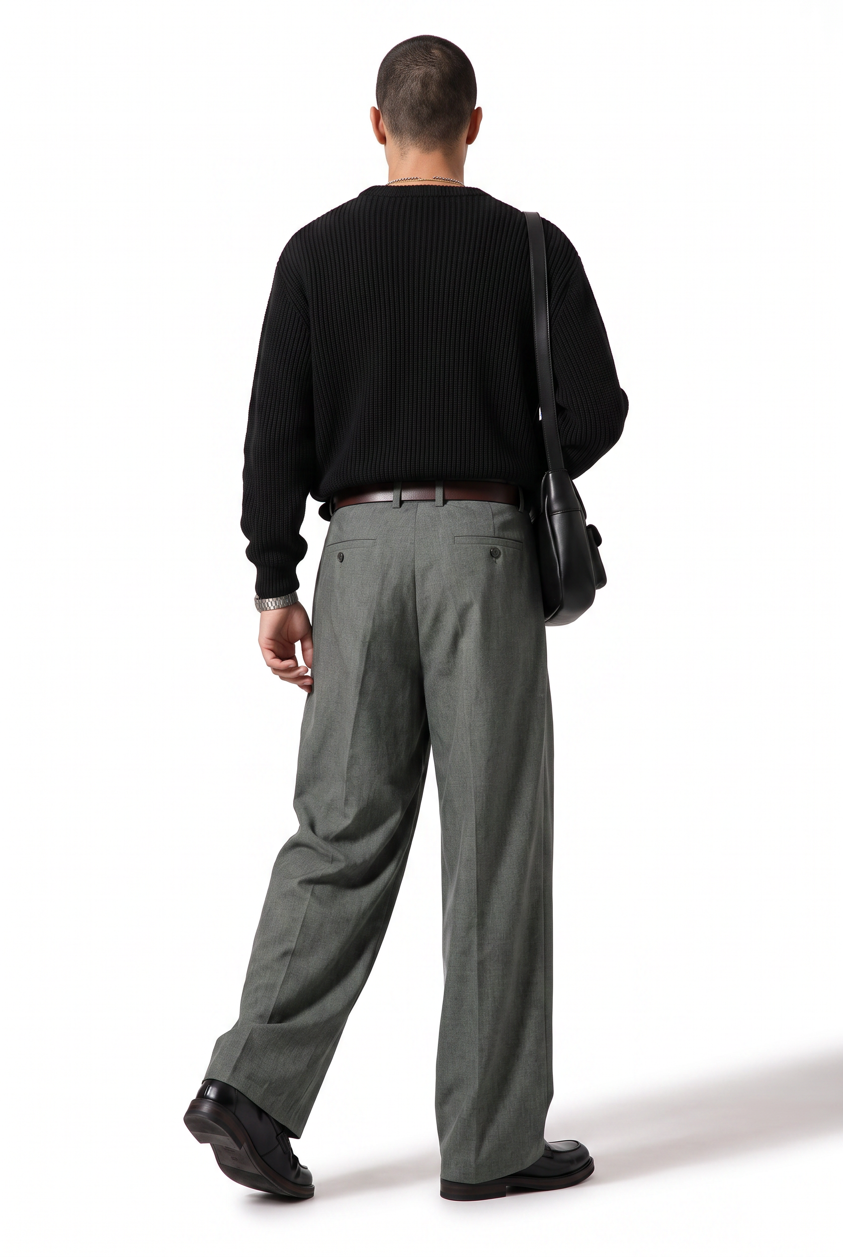 Grey Drawstring Straight Casual Trousers