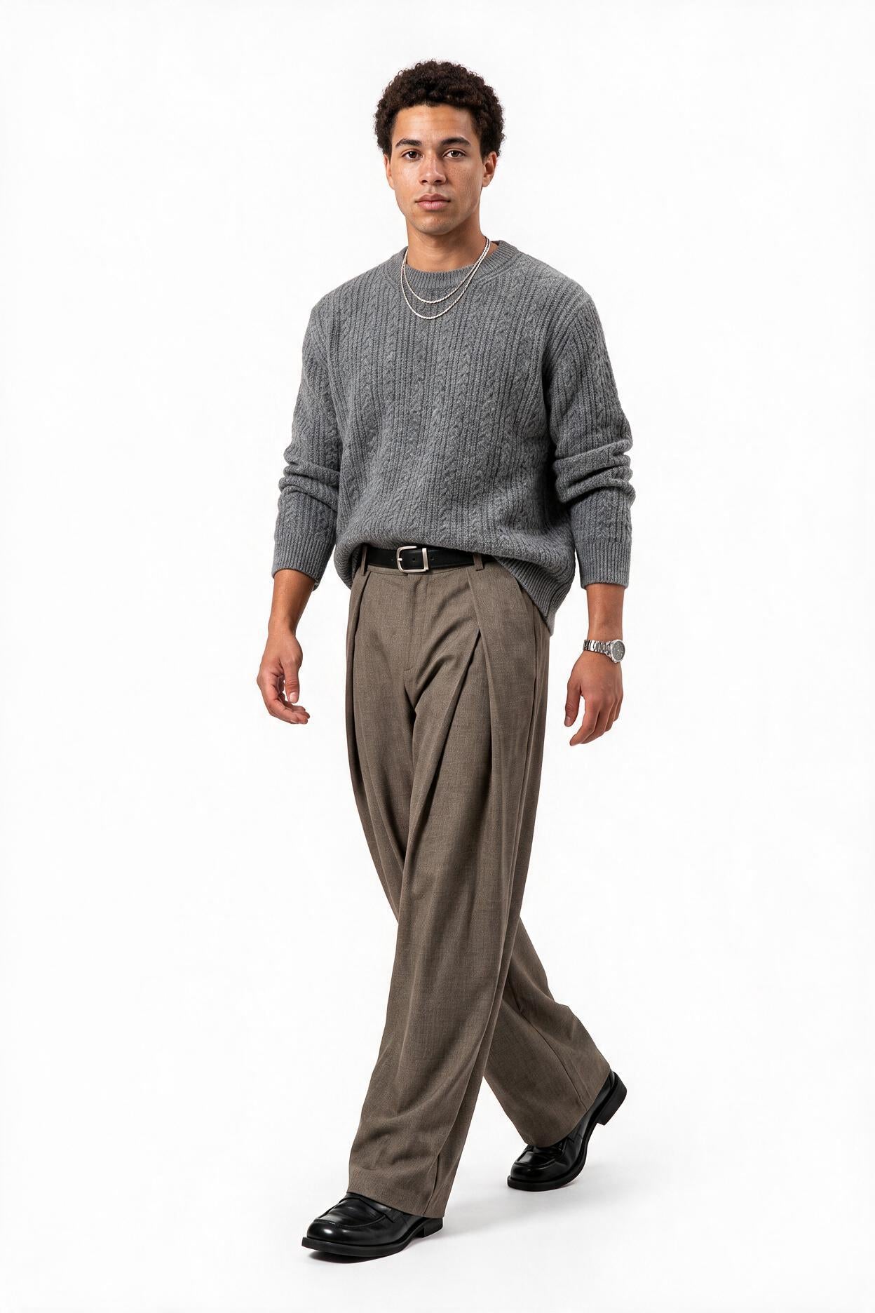 Olive Drawstring Tapered Casual Trousers