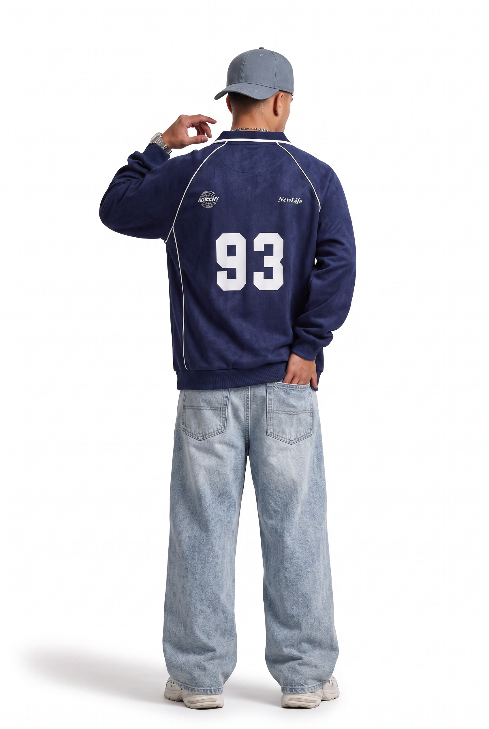 Steel Blue Ribbed Oversized Sweatshirt