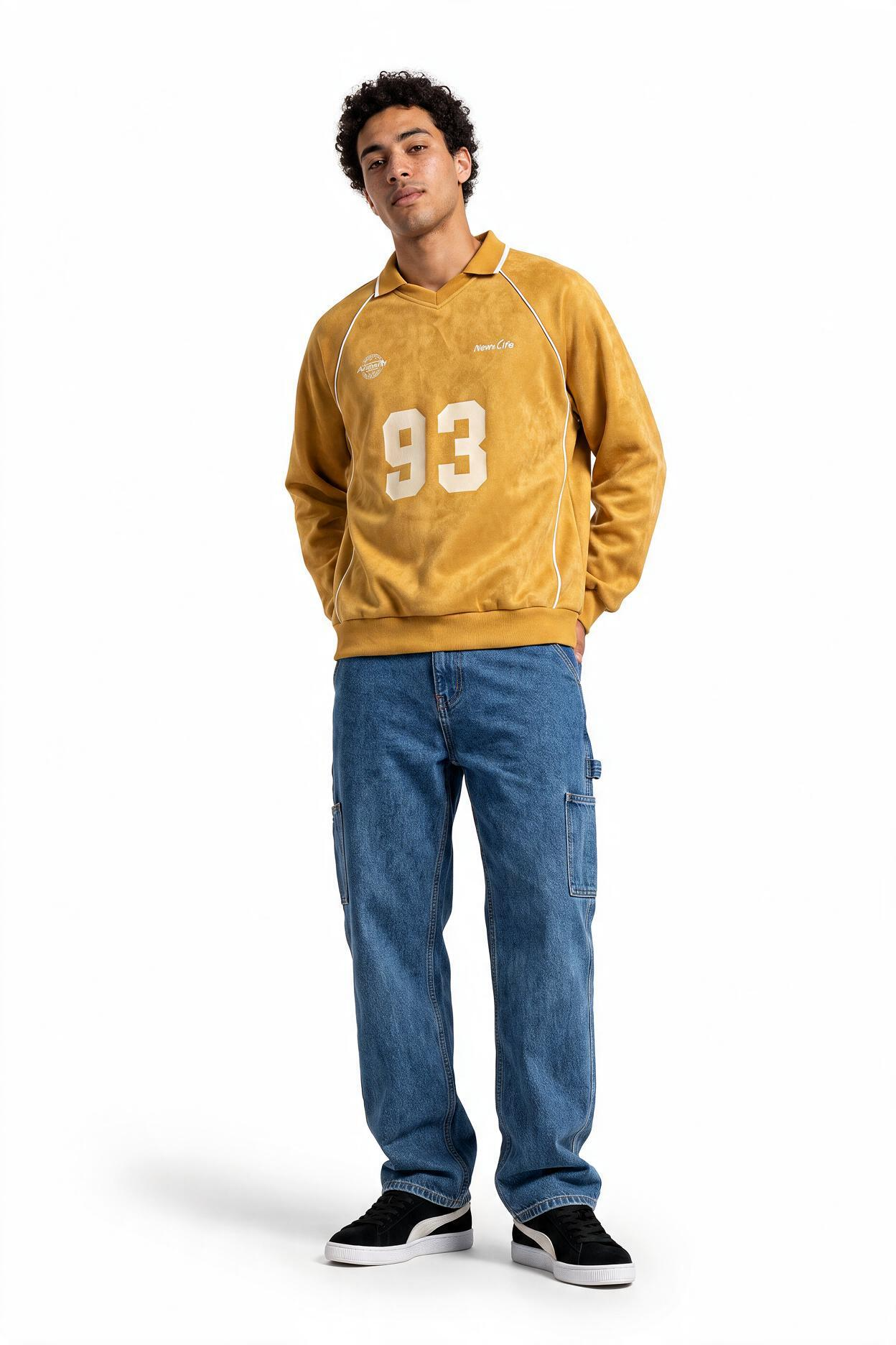 Yellow Ribbed Oversized Sweatshirt
