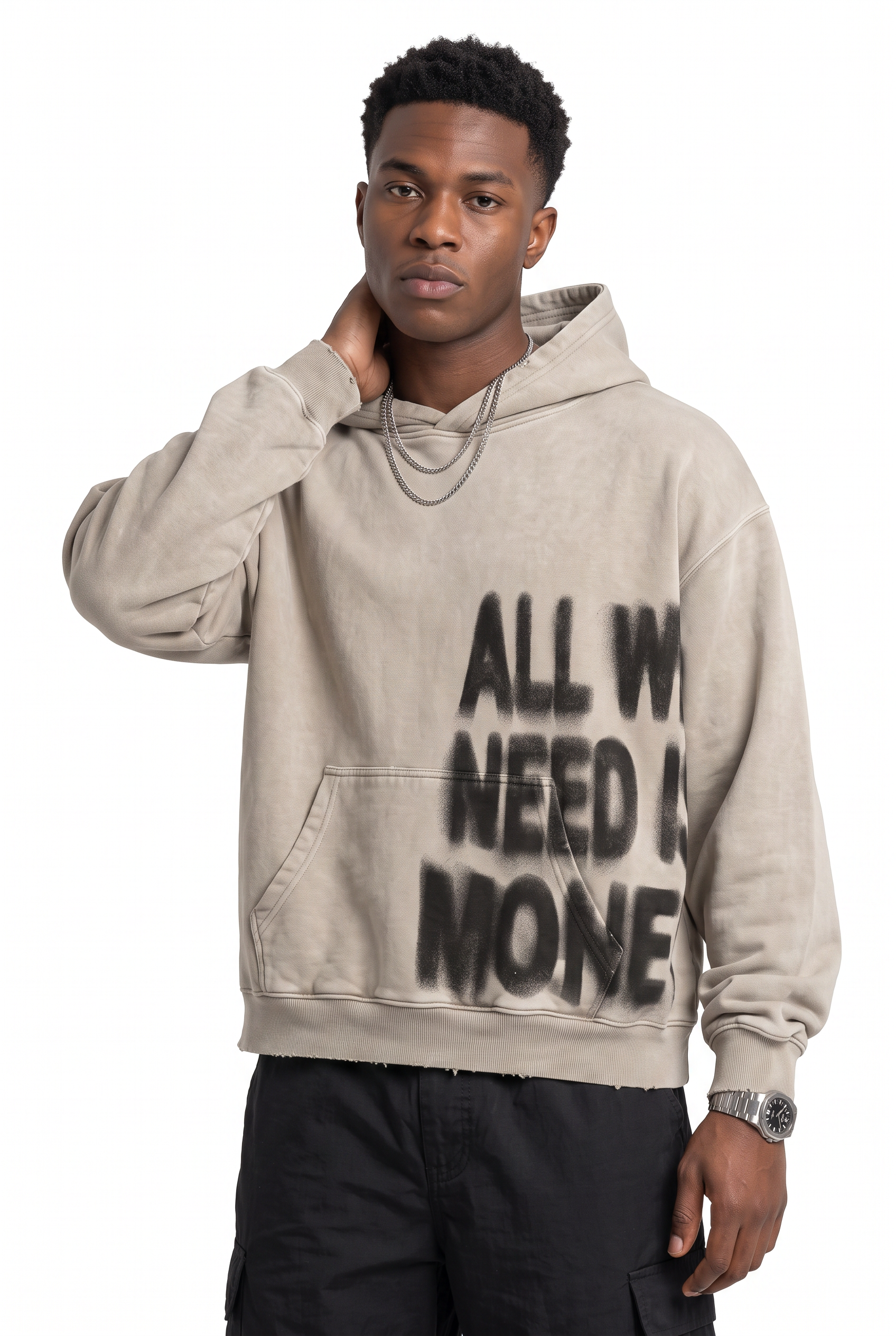 Cream Oversized Drawstring Hoodie