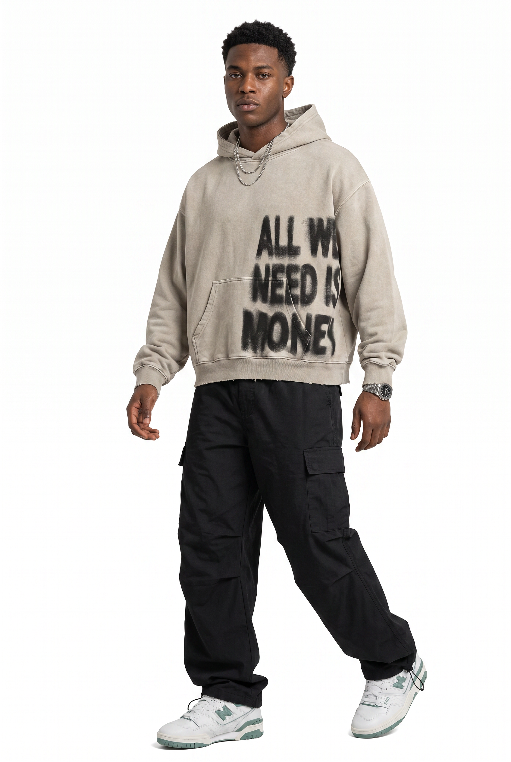 Cream Oversized Drawstring Hoodie