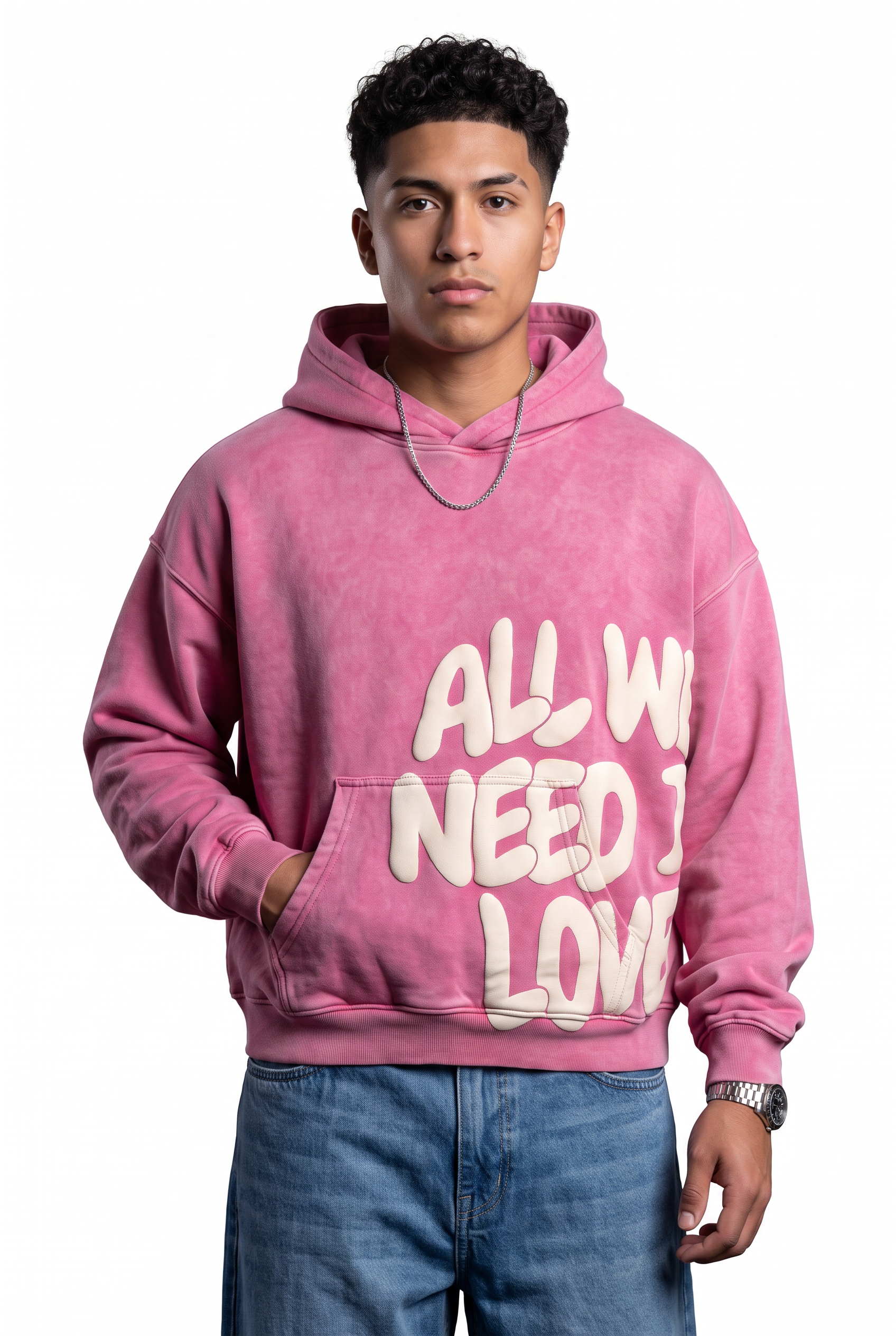 Pink Drawstring Oversized Hoodie