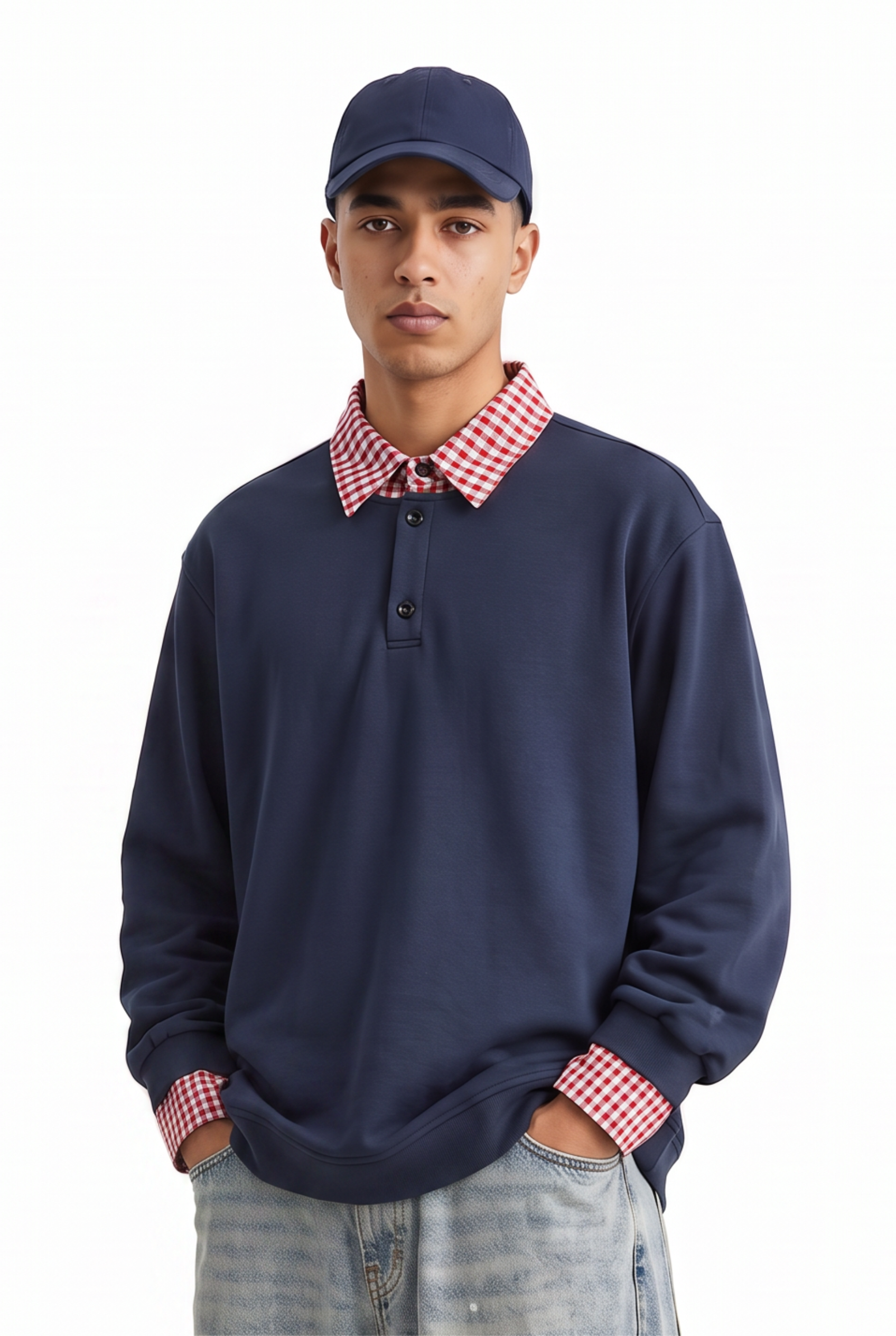 Steel Blue Ribbed Oversized Sweatshirt