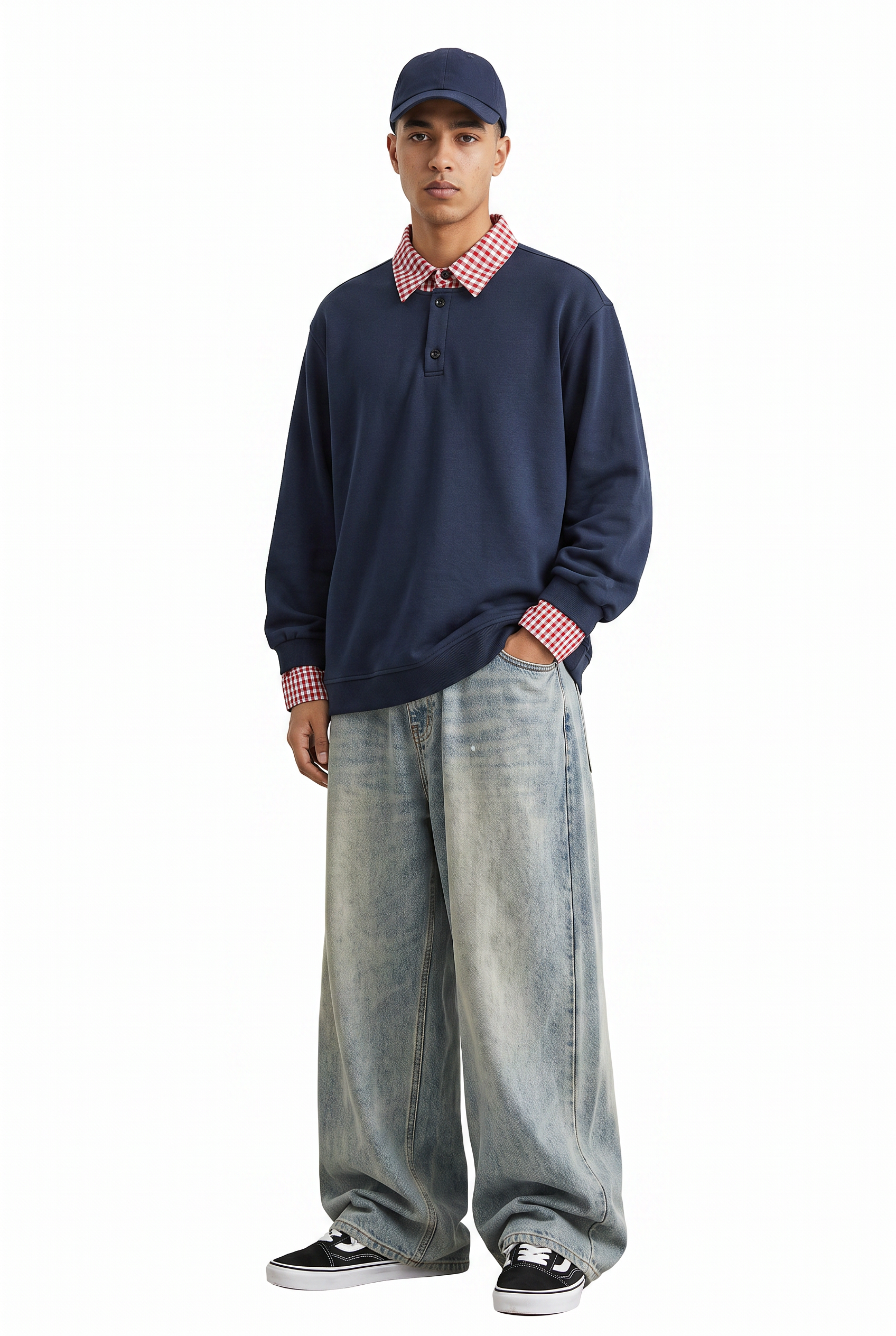 Steel Blue Ribbed Oversized Sweatshirt