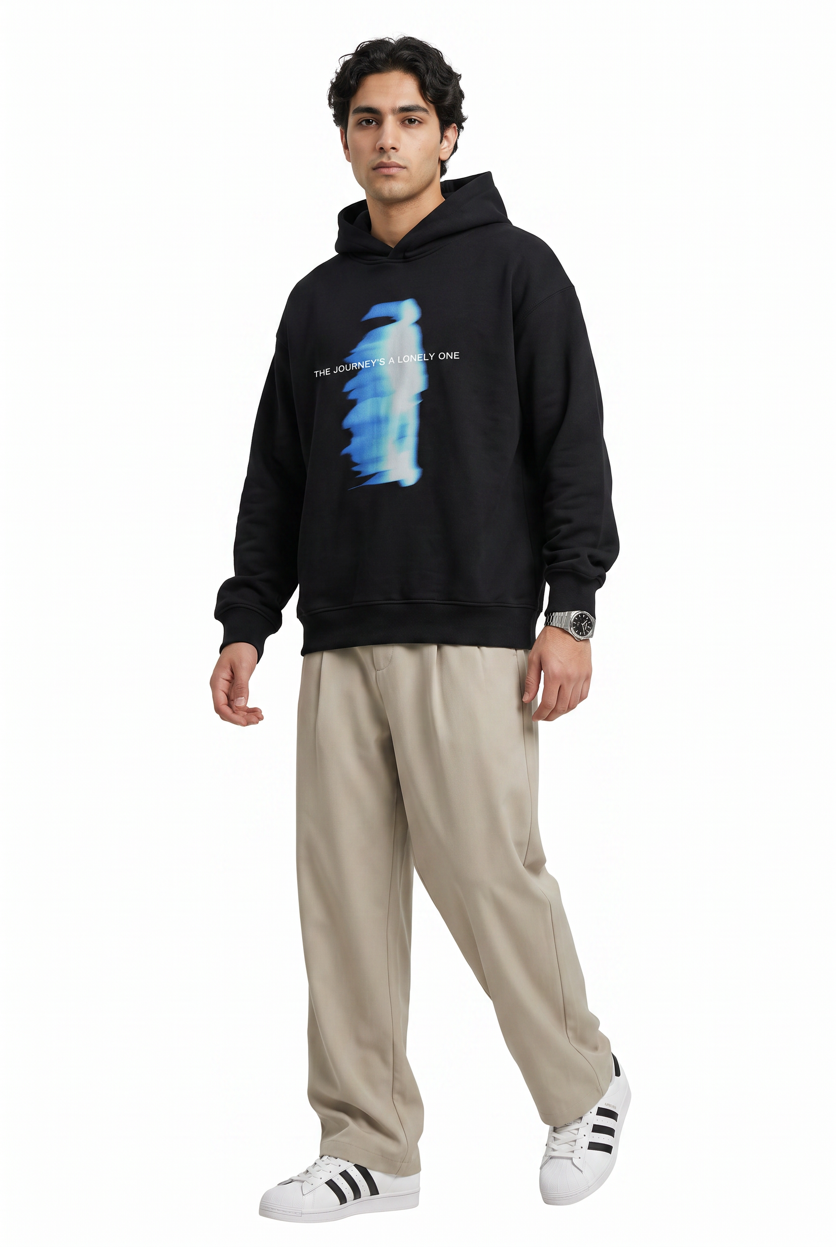 Black Ribbed Oversized Sweatshirt