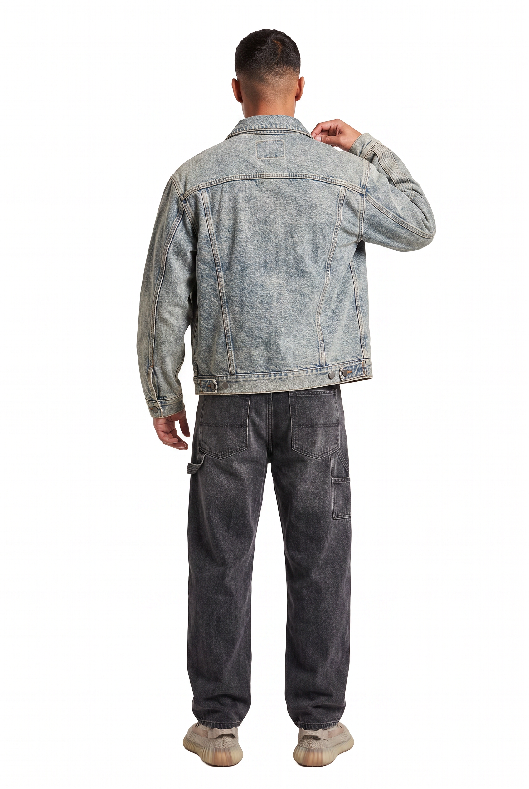Navy Zip-Up Mandarin Collar Jacket