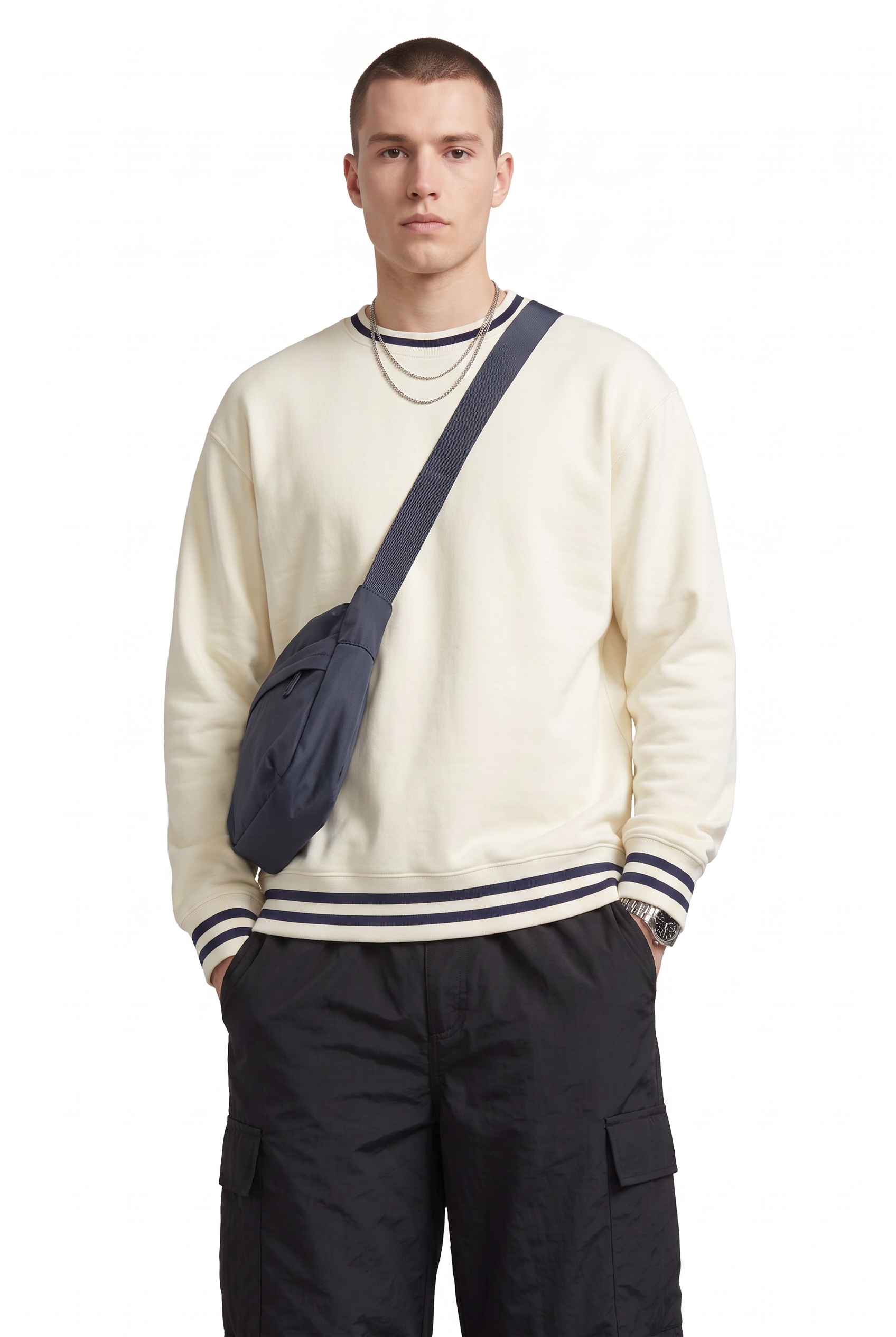 Cream Ribbed Oversized Sweatshirt