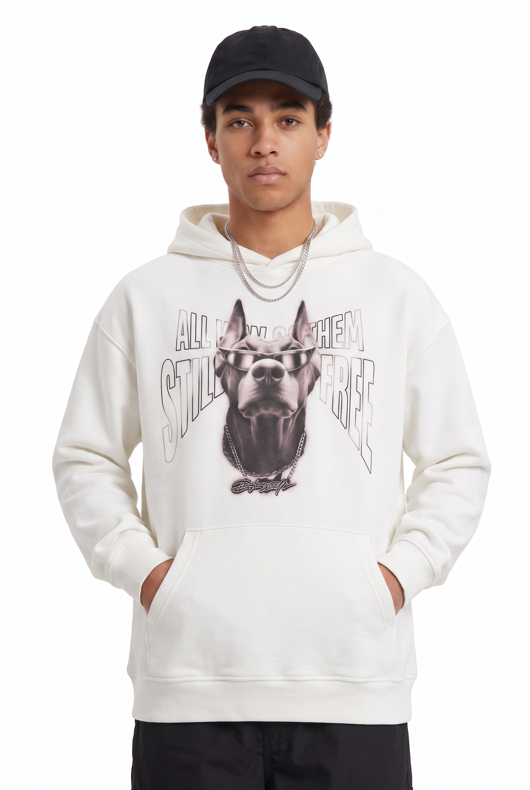 White Oversized Drawstring Hoodie