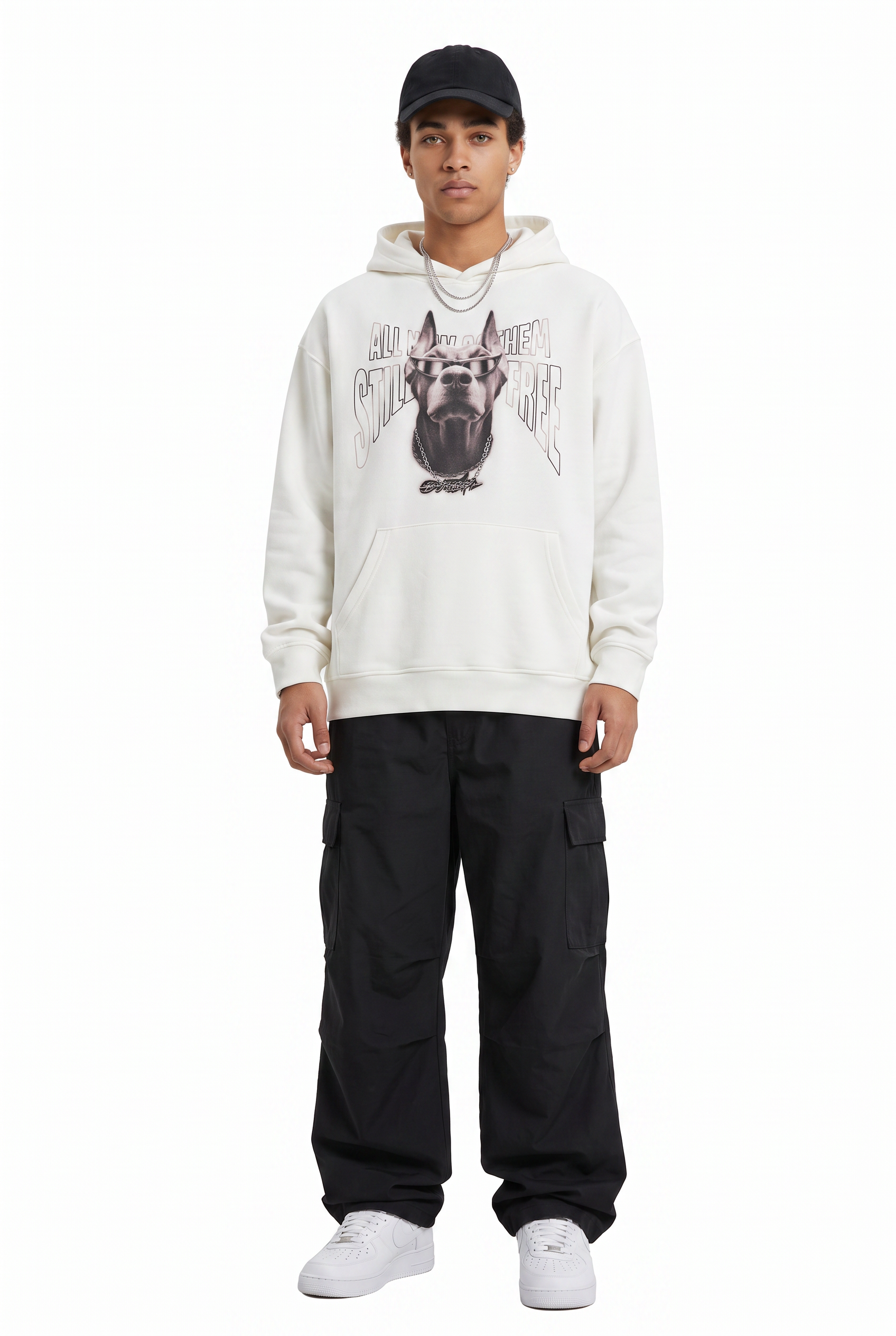 White Oversized Drawstring Hoodie