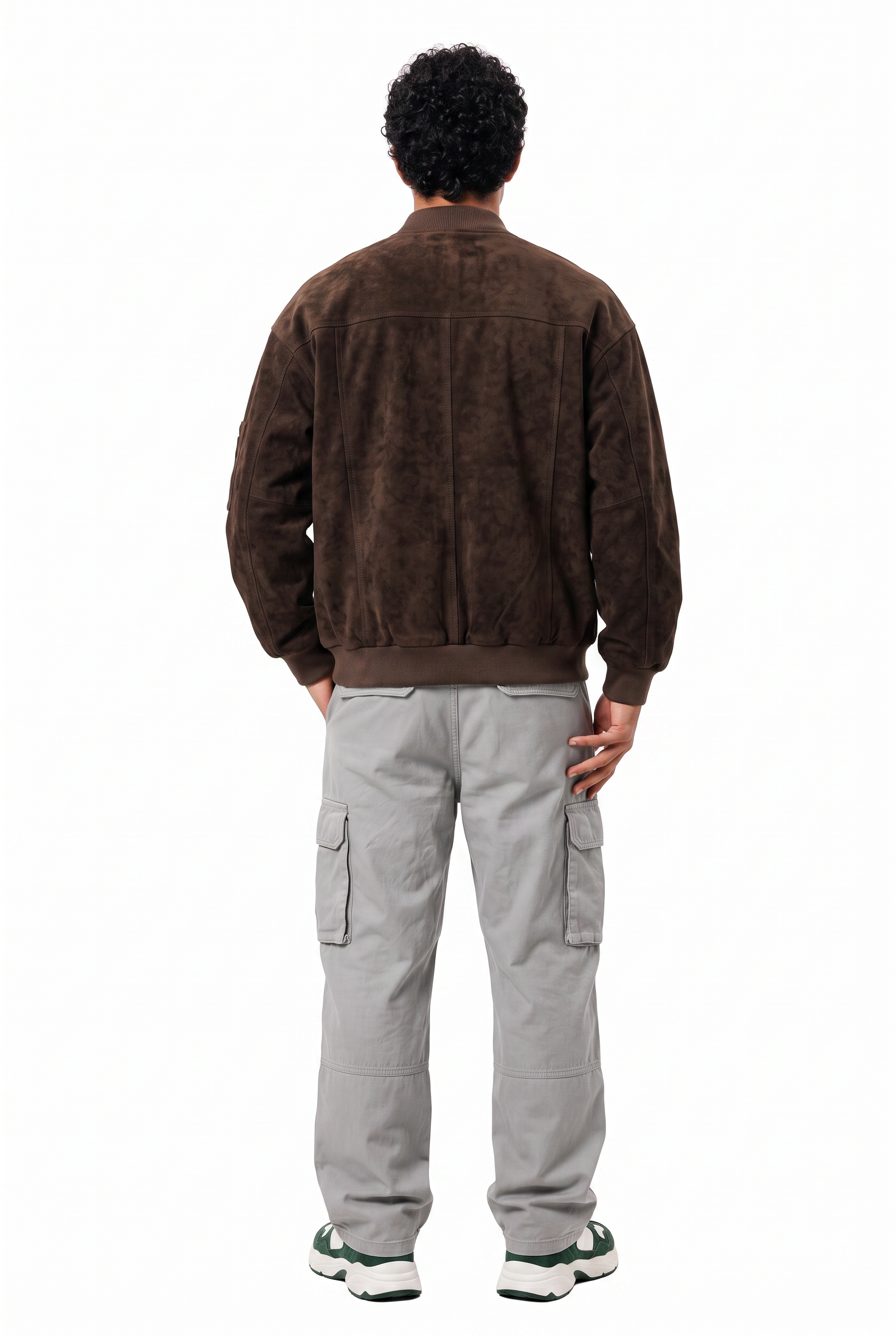 Brown Zip Mandarin Collar Jacket