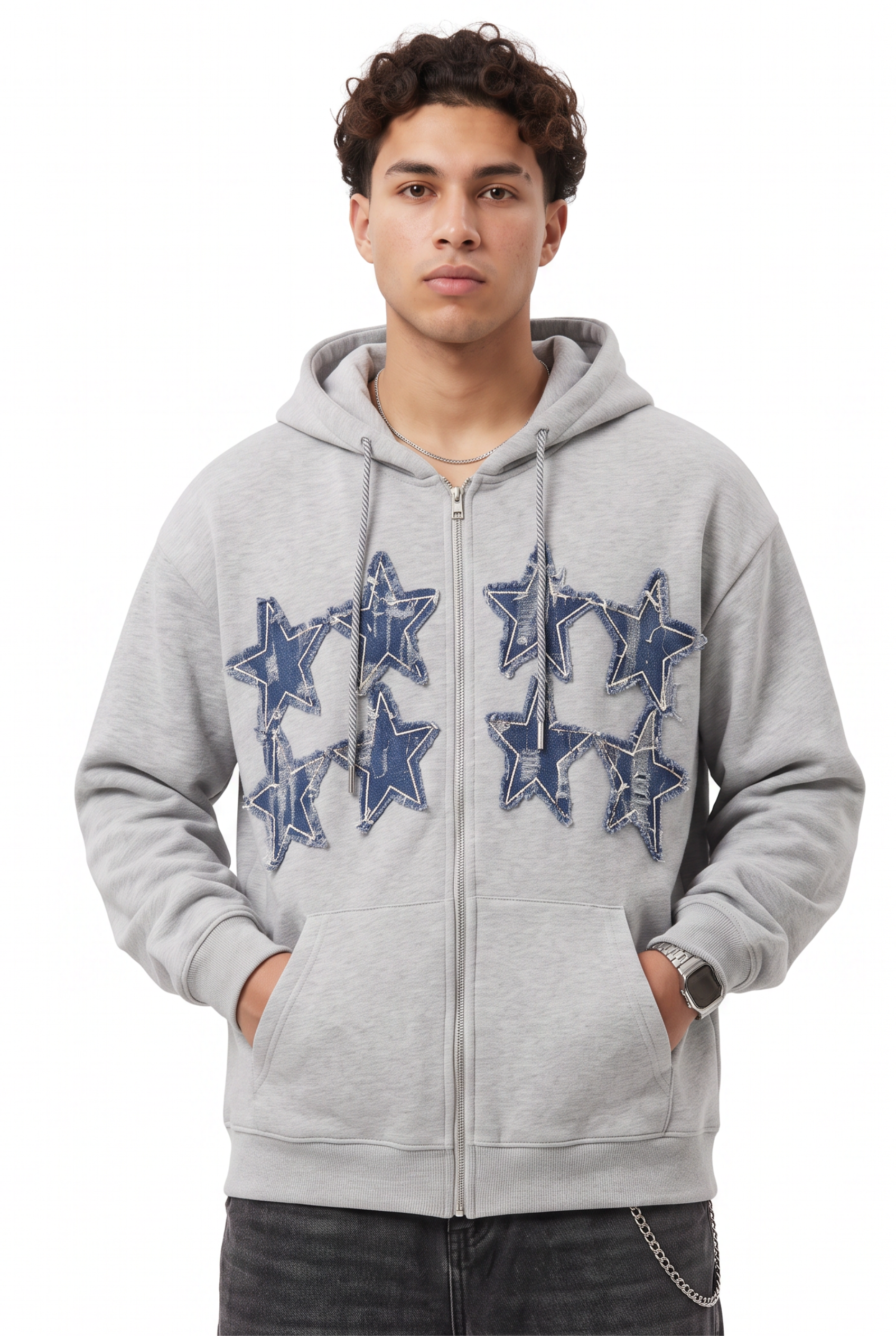 Grey Oversized Drawstring Hoodie