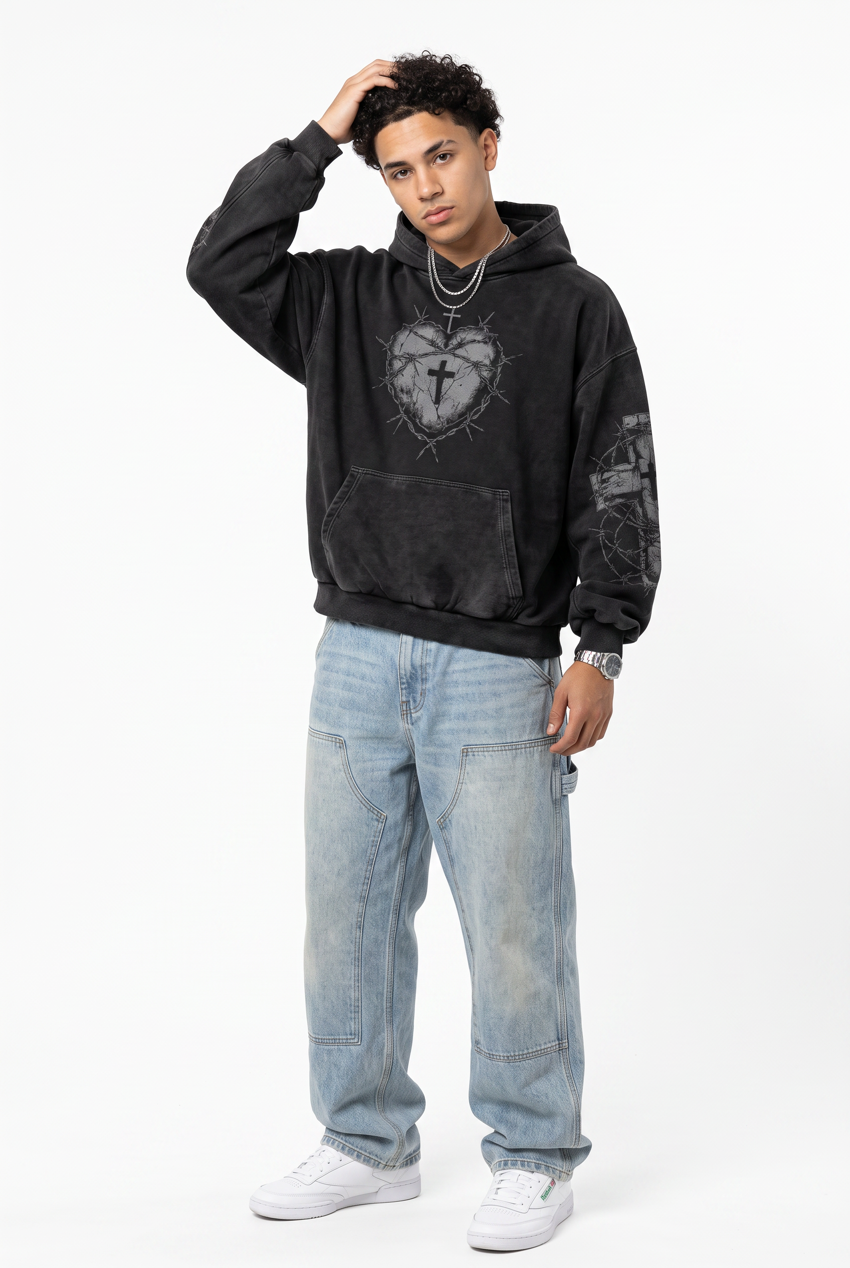 Black Oversized Drawstring Hoodie
