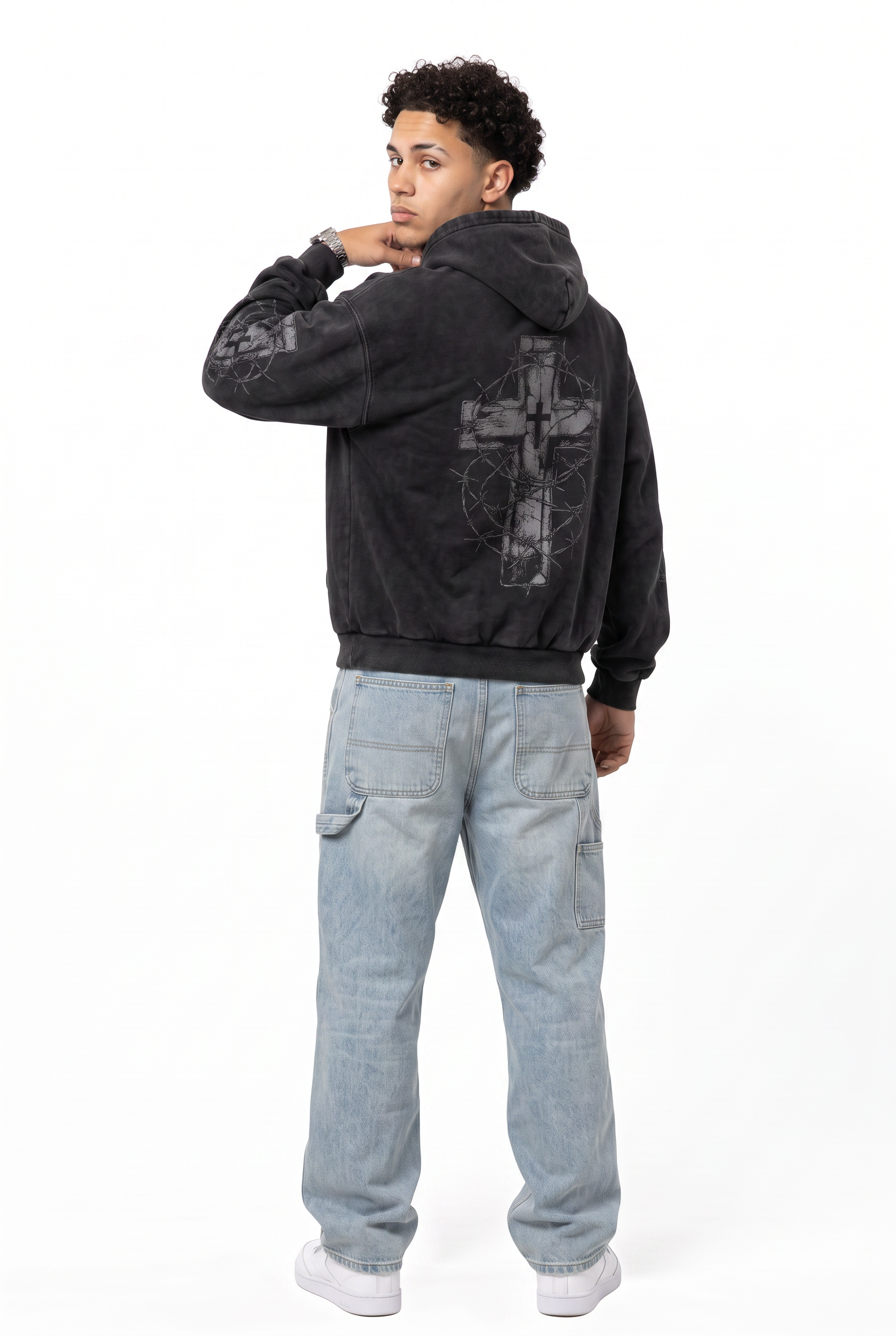 Black Oversized Drawstring Hoodie