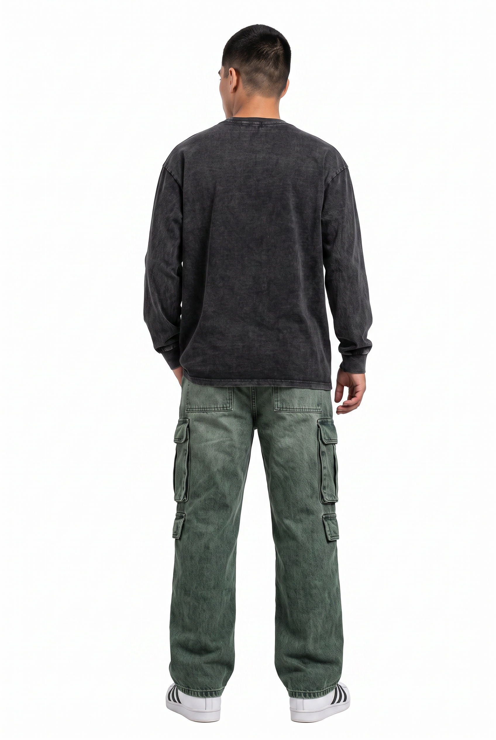 Black Ribbed Crew Neck Sweatshirt