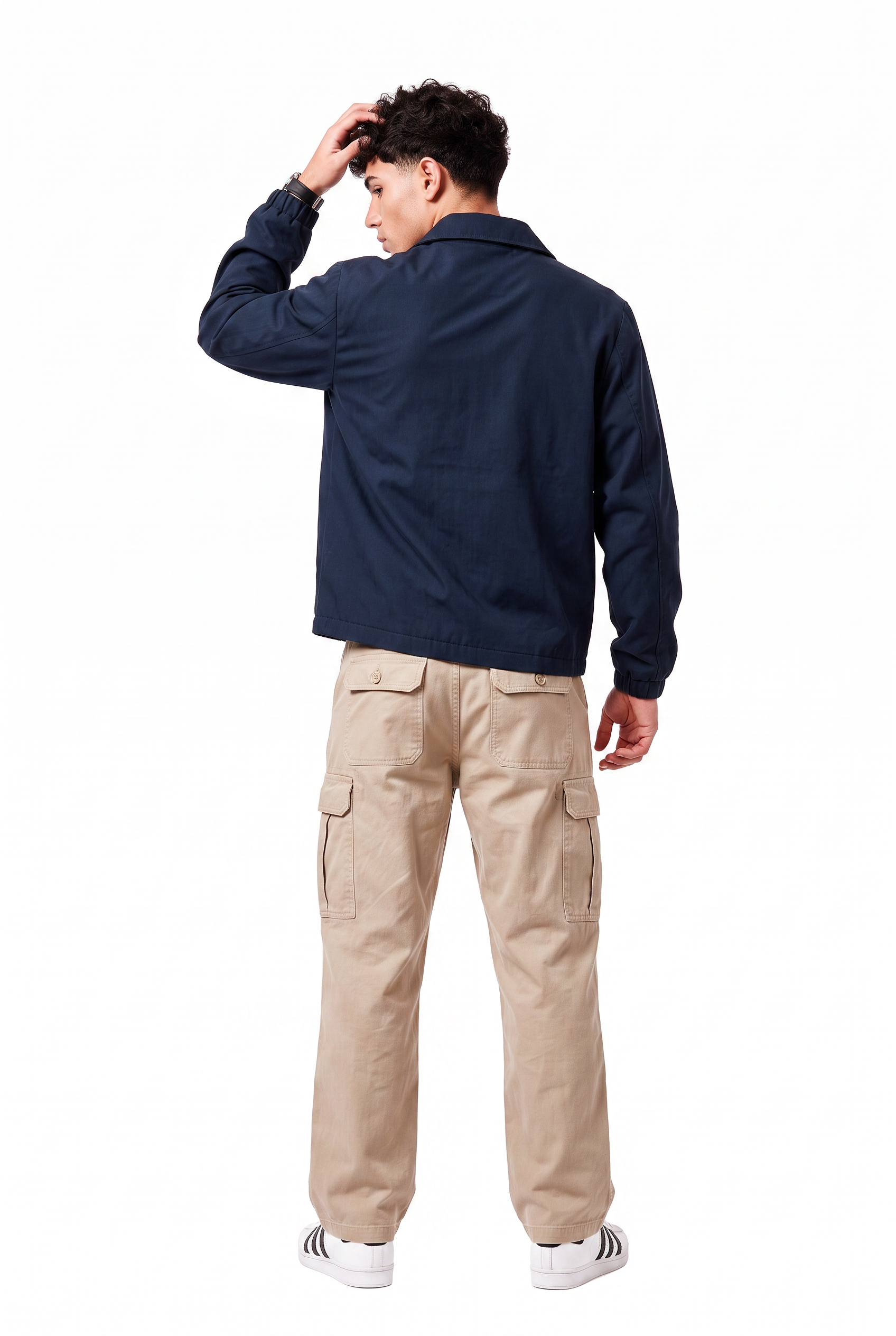 Navy Zip-Up Hooded Jacket