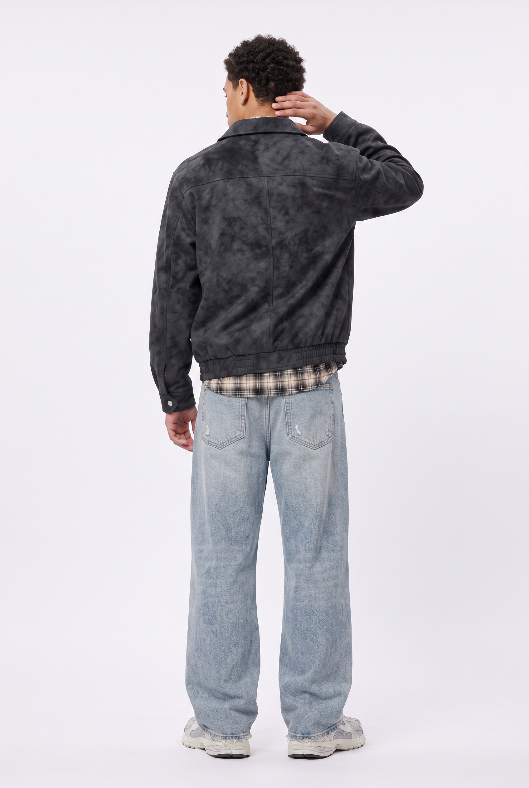 Black Zip-Up Mandarin Collar Jacket