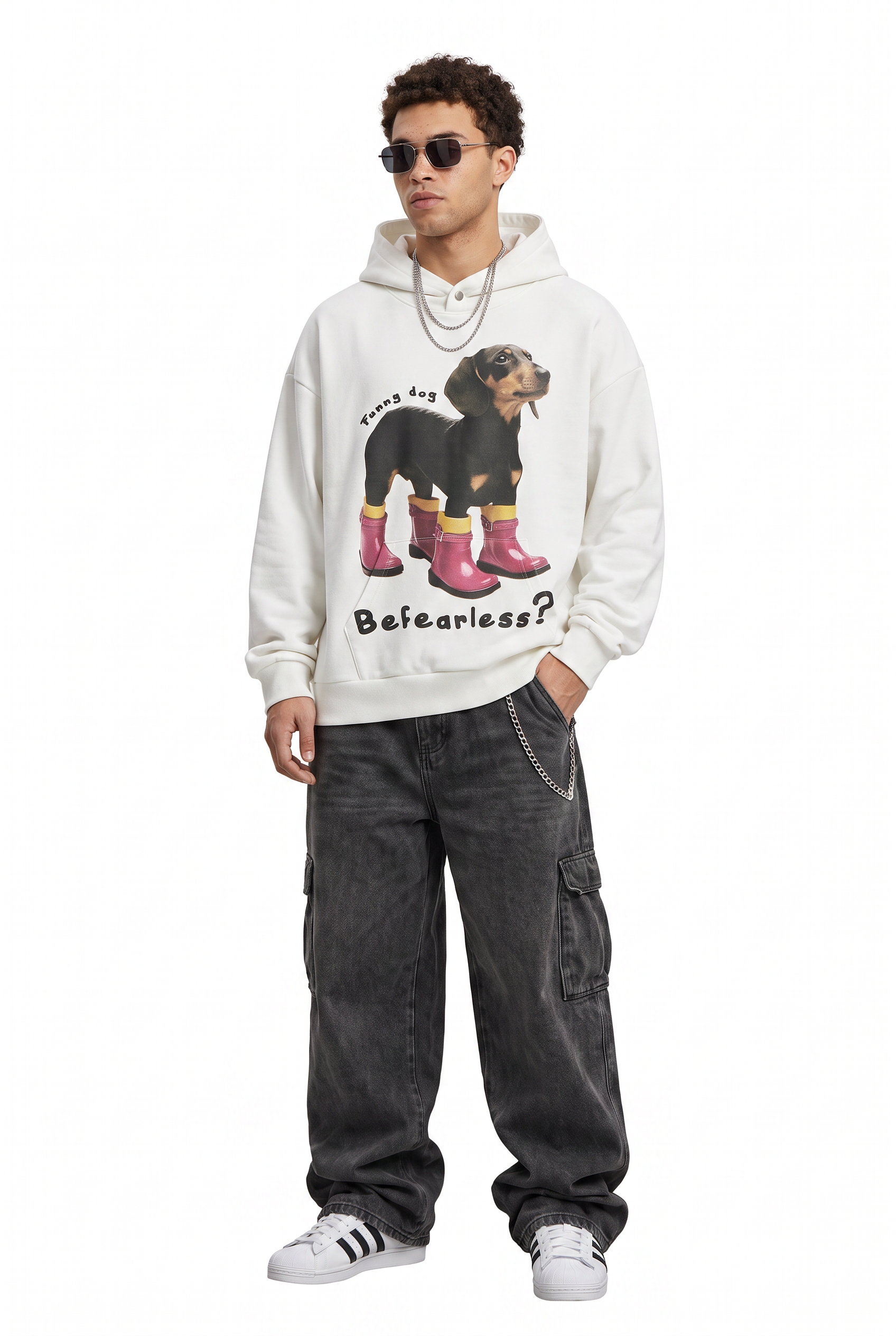 White Oversized Drawstring Hoodie