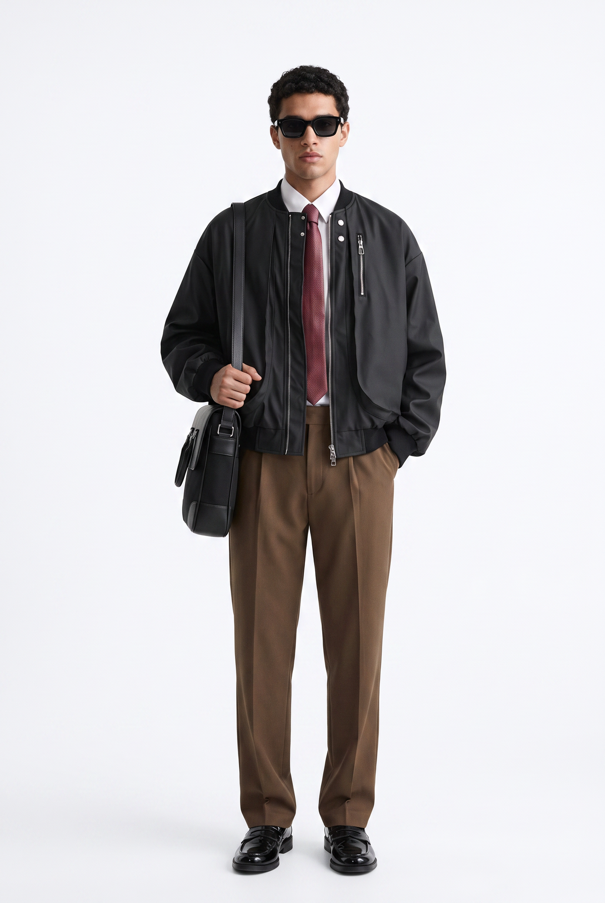 Black Oversized Bomber Jacket