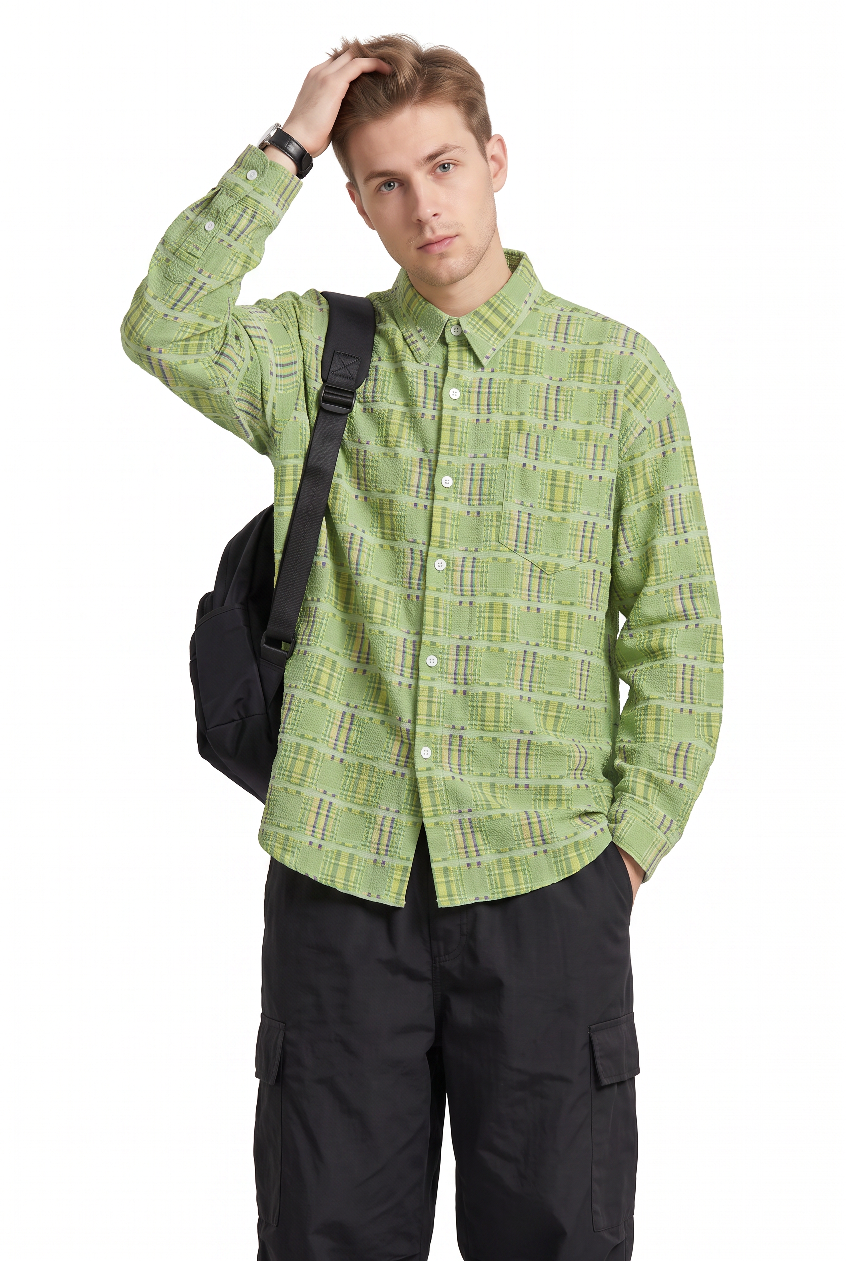 Olive Chest Pocket Casual Shirt