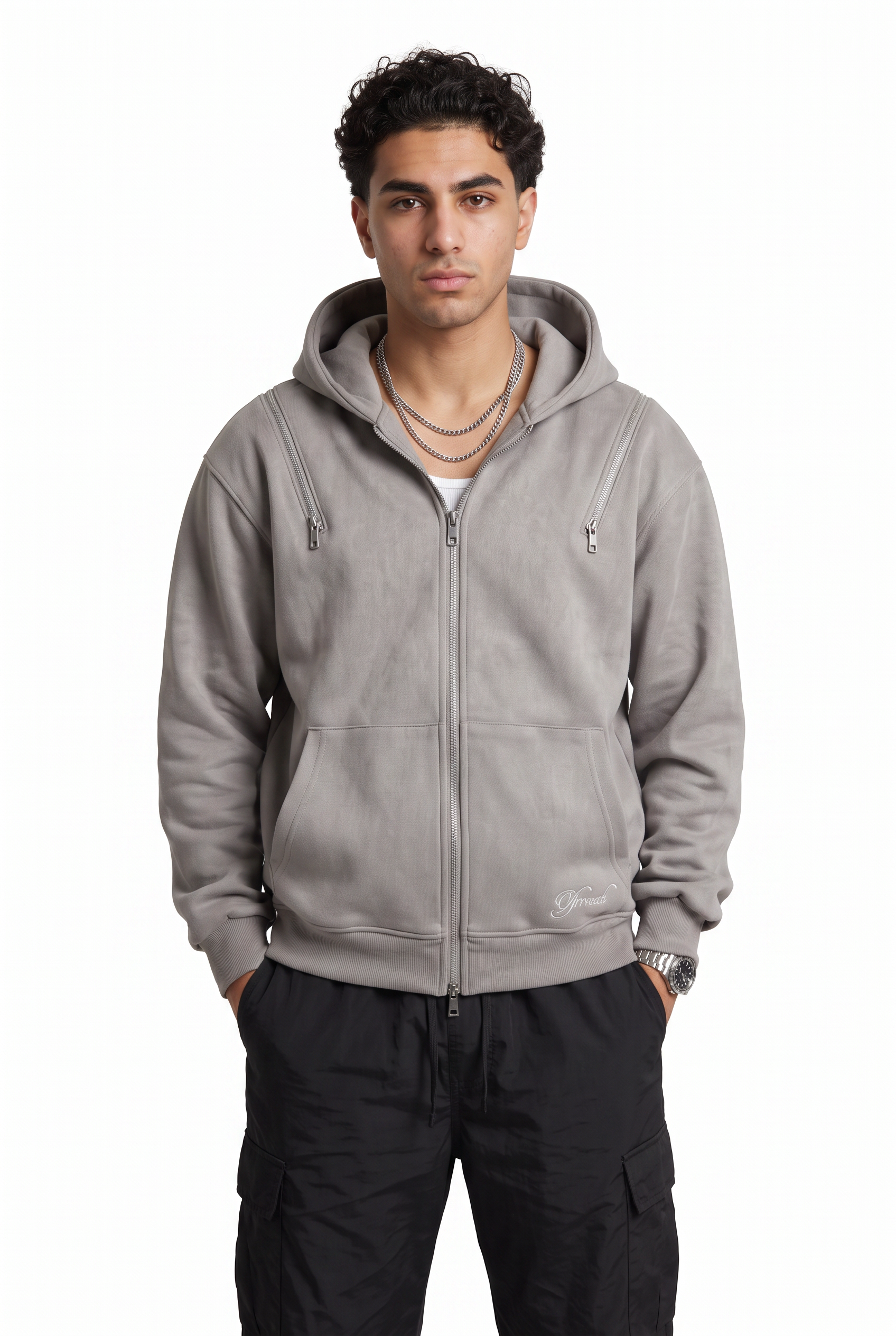 Grey Oversized Drawstring Hoodie