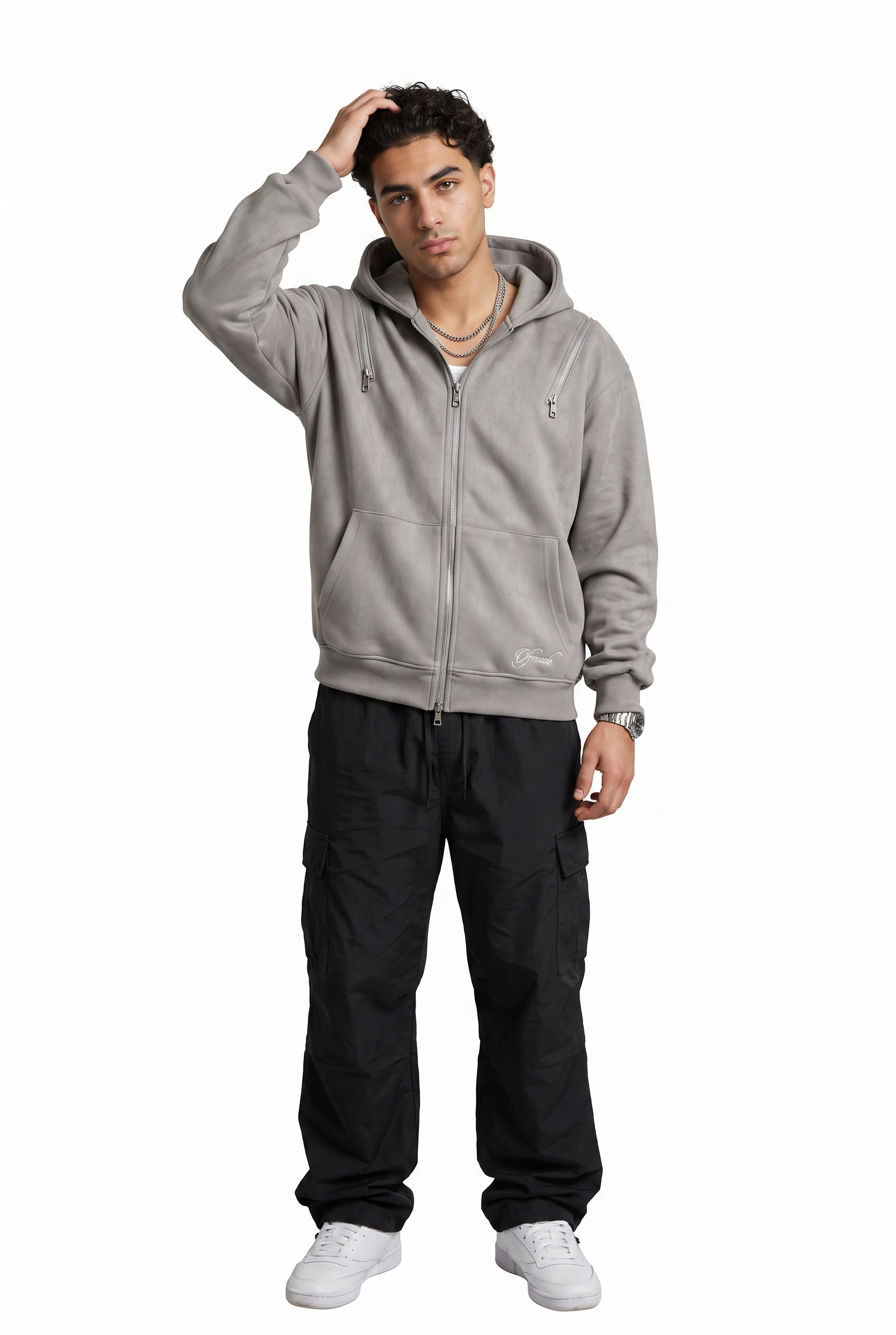 Grey Oversized Drawstring Hoodie