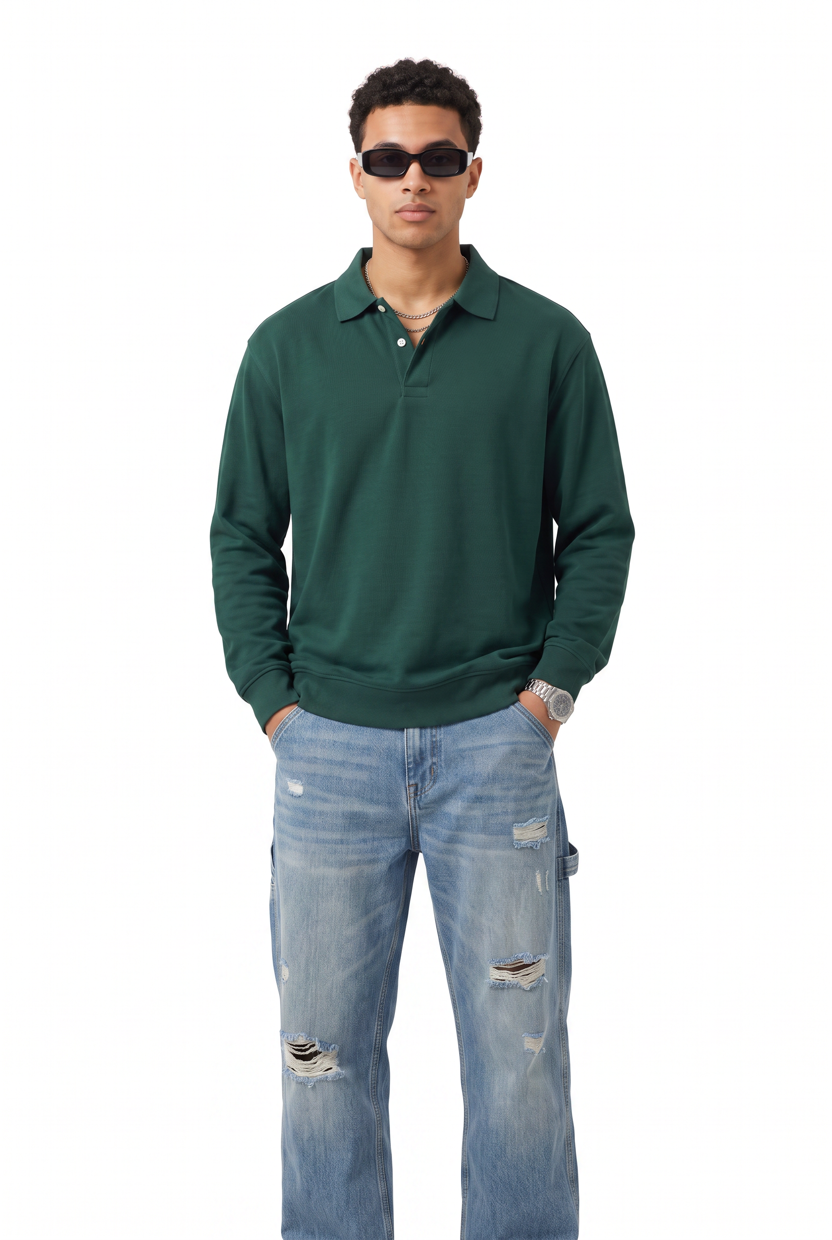 Olive Ribbed Oversized Sweatshirt