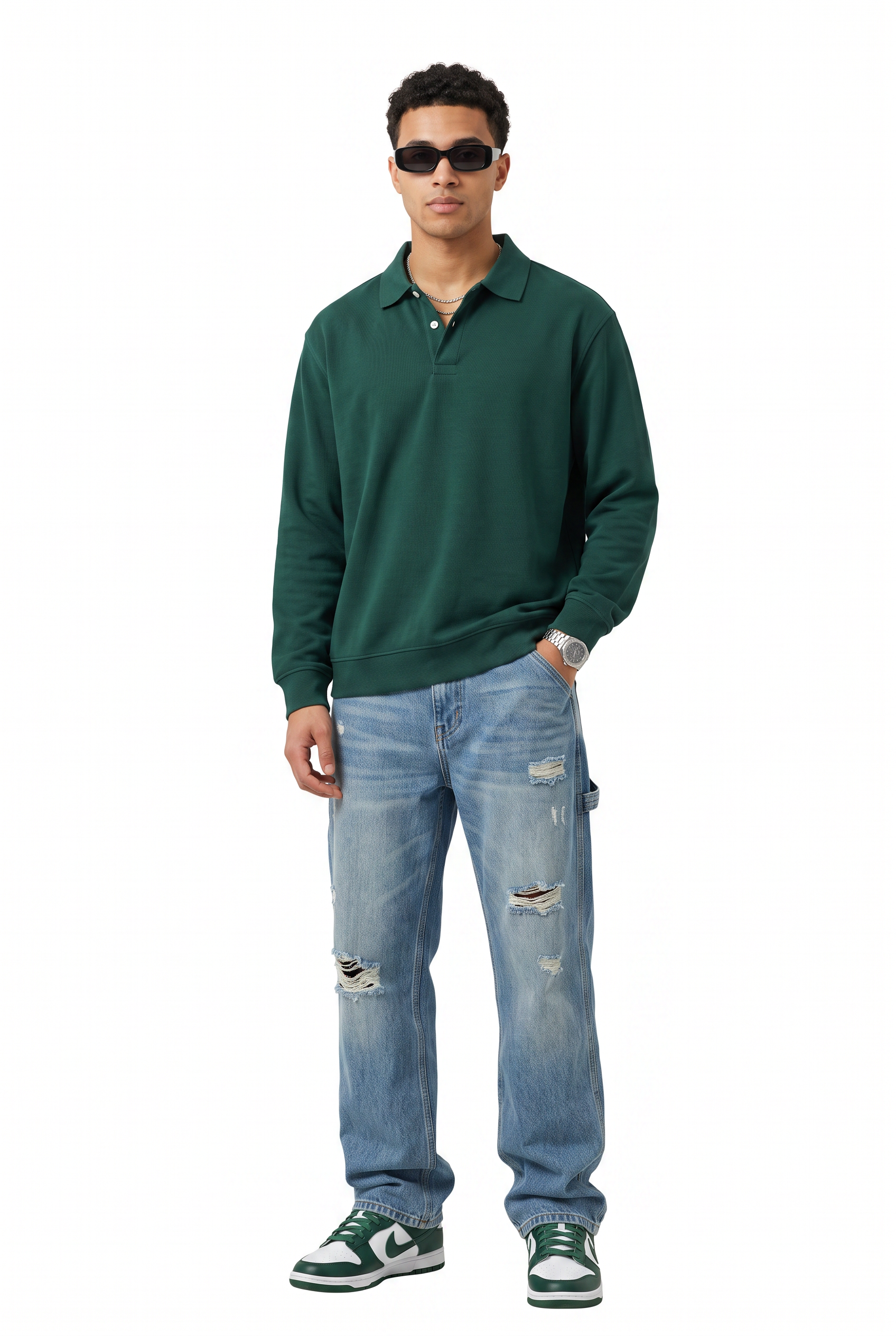 Olive Ribbed Oversized Sweatshirt