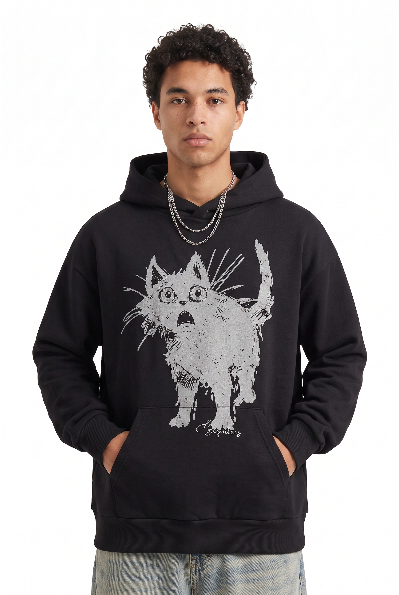 Black Oversized Drawstring Hoodie