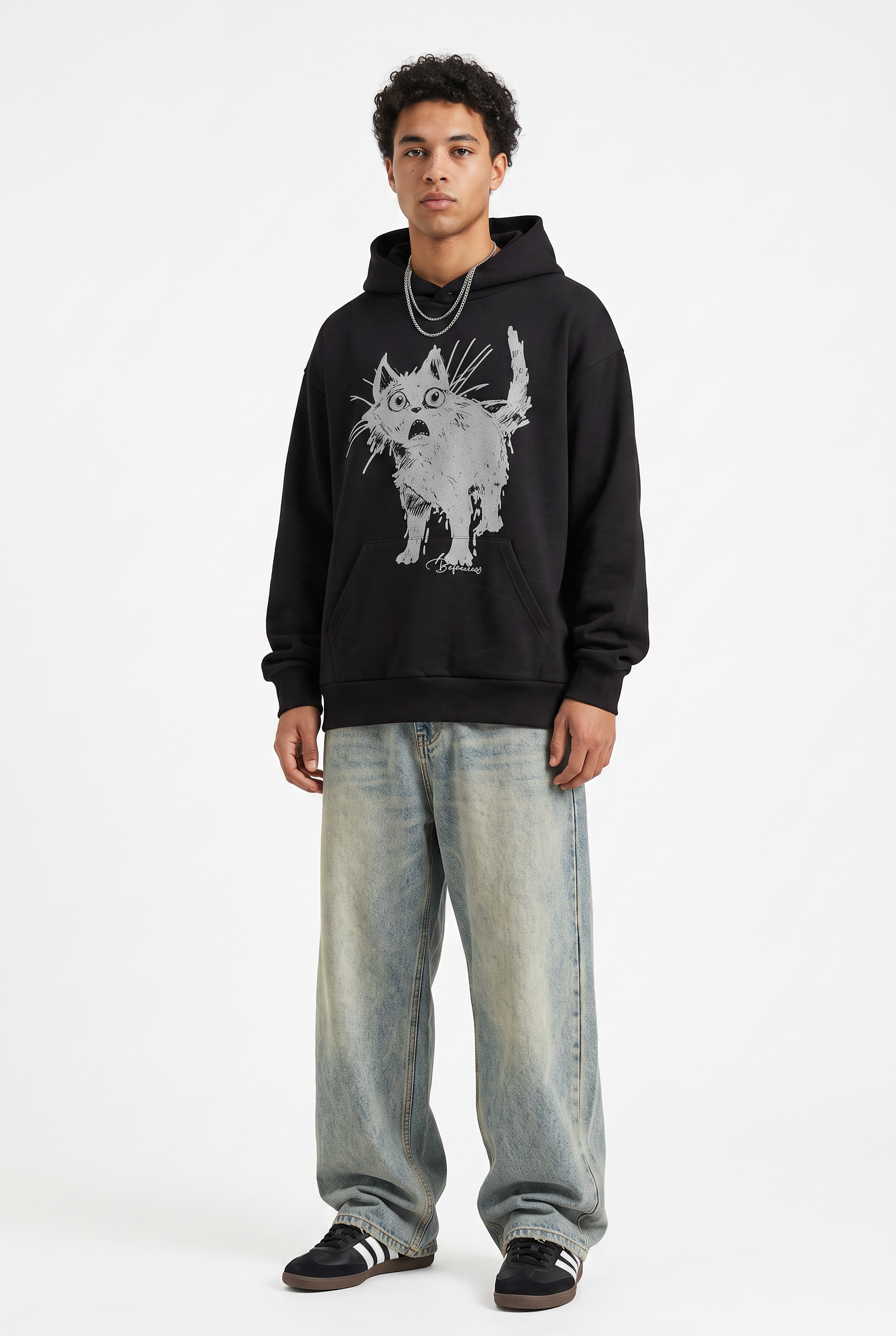 Black Oversized Drawstring Hoodie