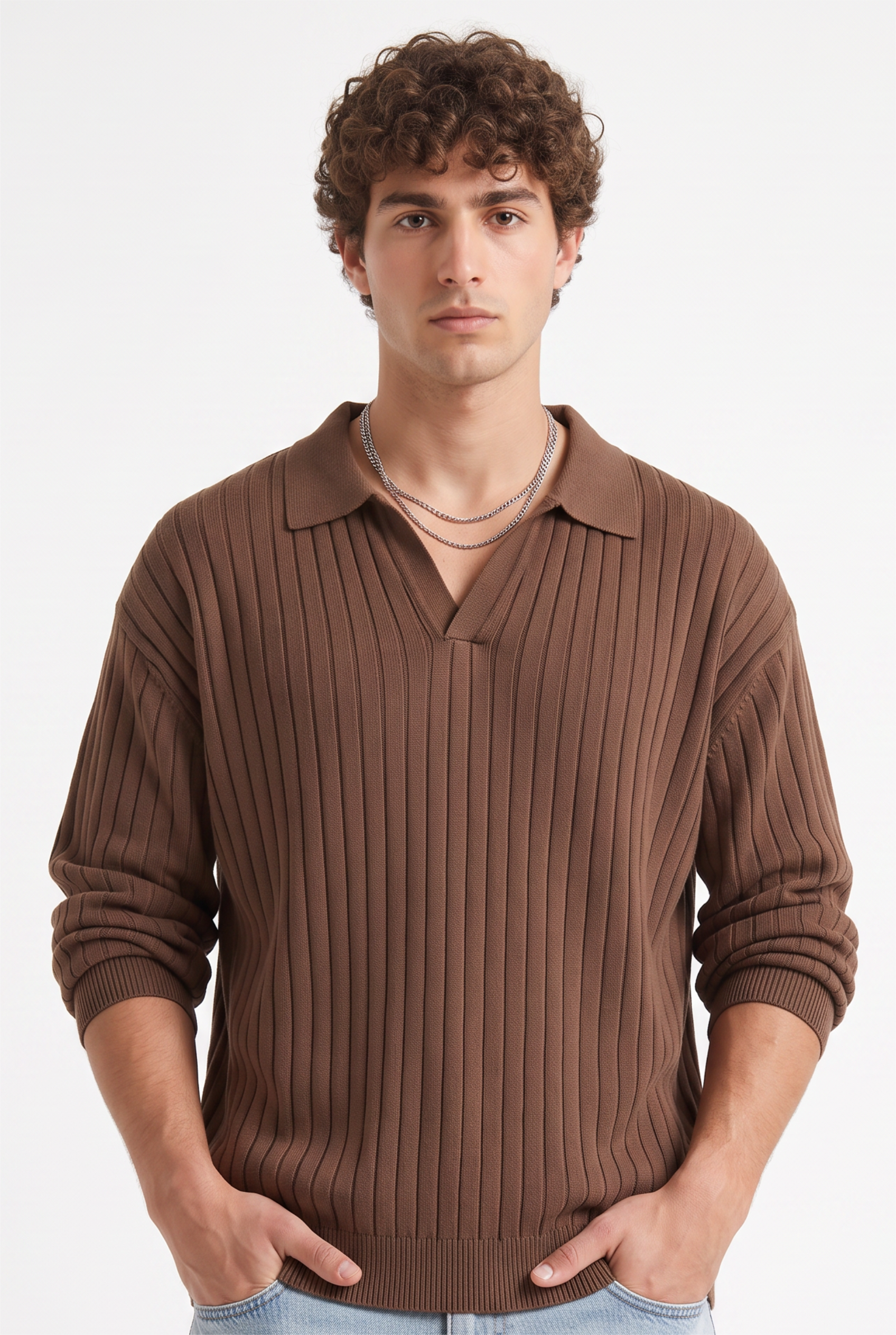 Brown Oversized Crew Neck Tee