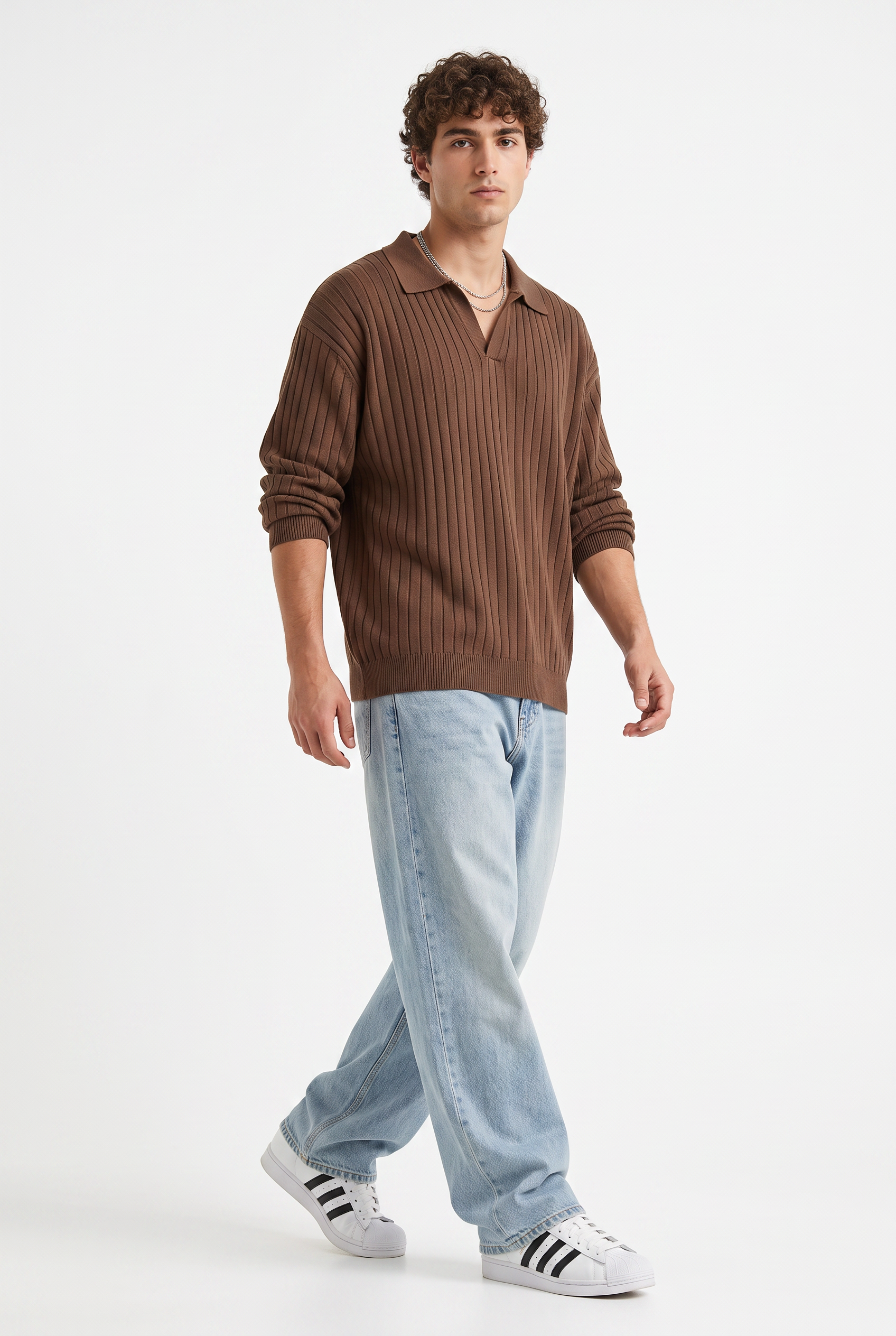 Brown Oversized Crew Neck Tee