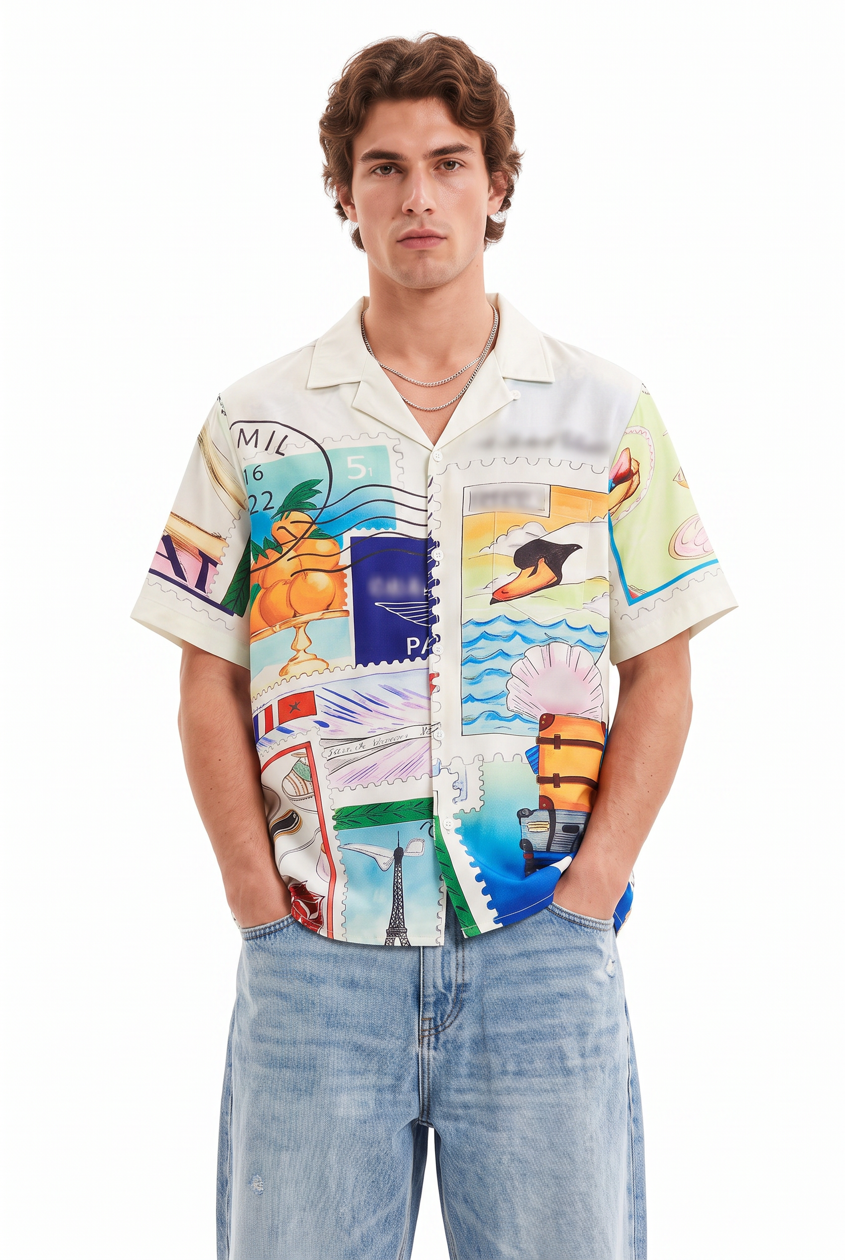 White Chest Pocket Casual Shirt