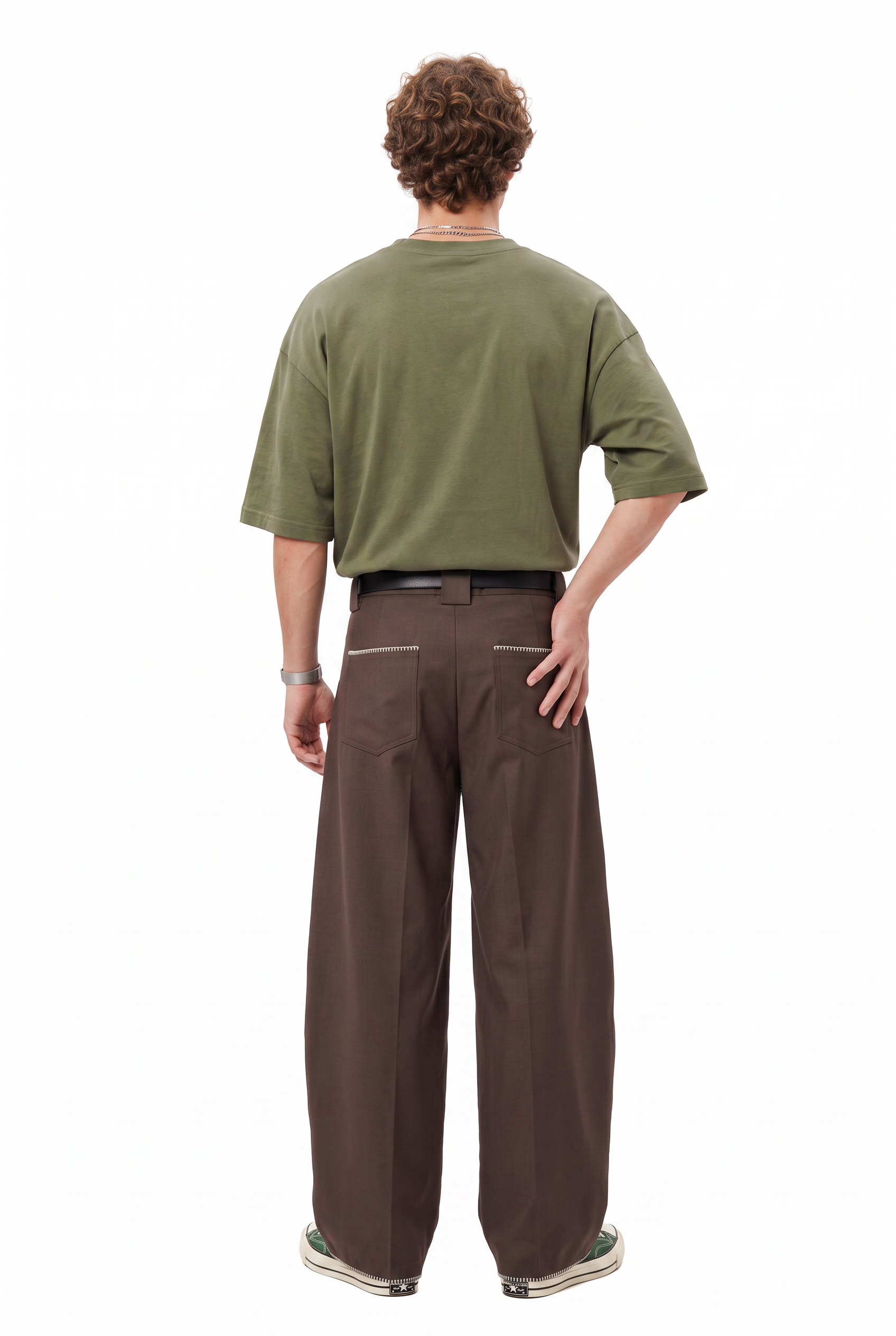 Brown Drawstring Straight Casual Trouser