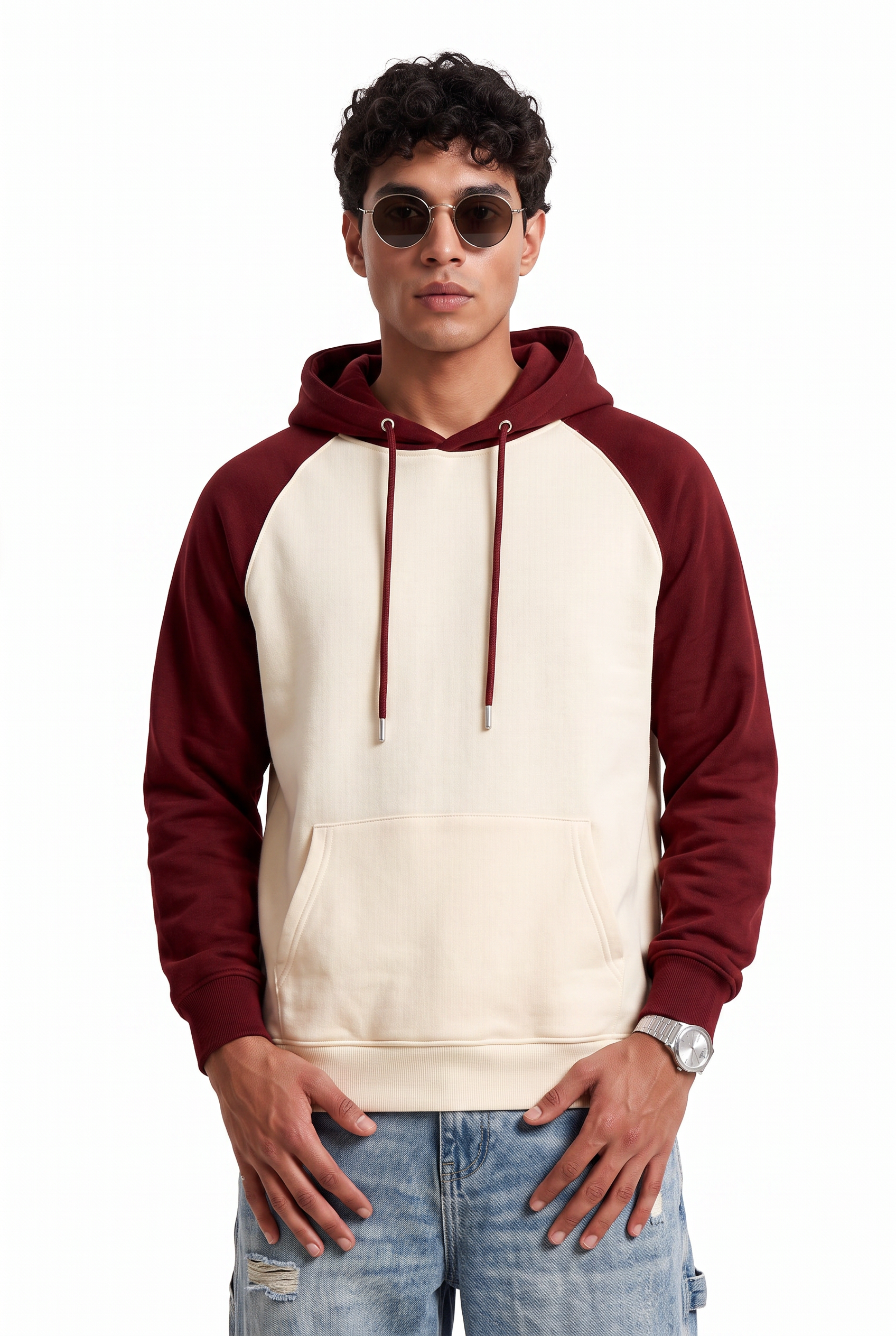 Cream Oversized Drawstring Hoodie