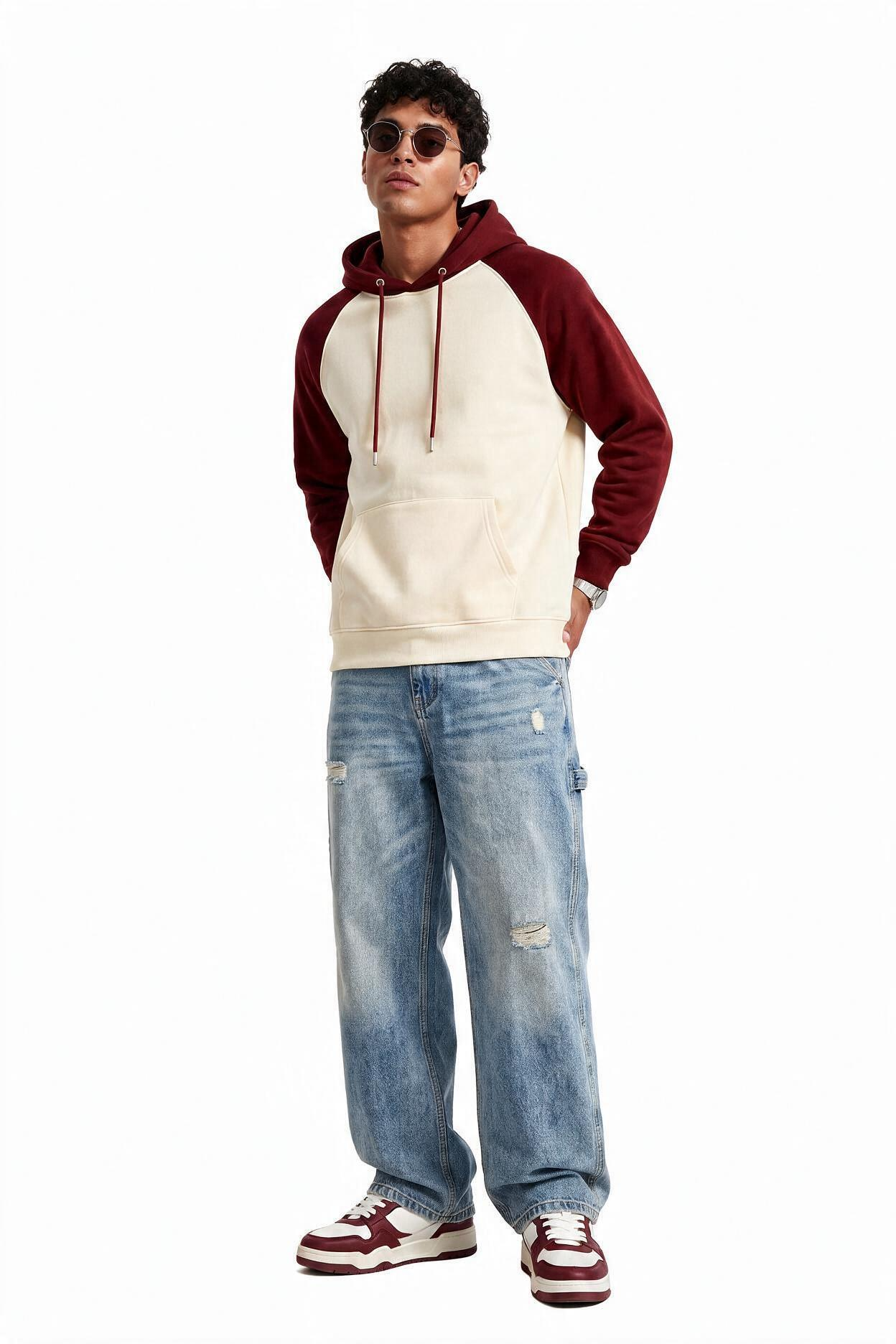 Cream Oversized Drawstring Hoodie