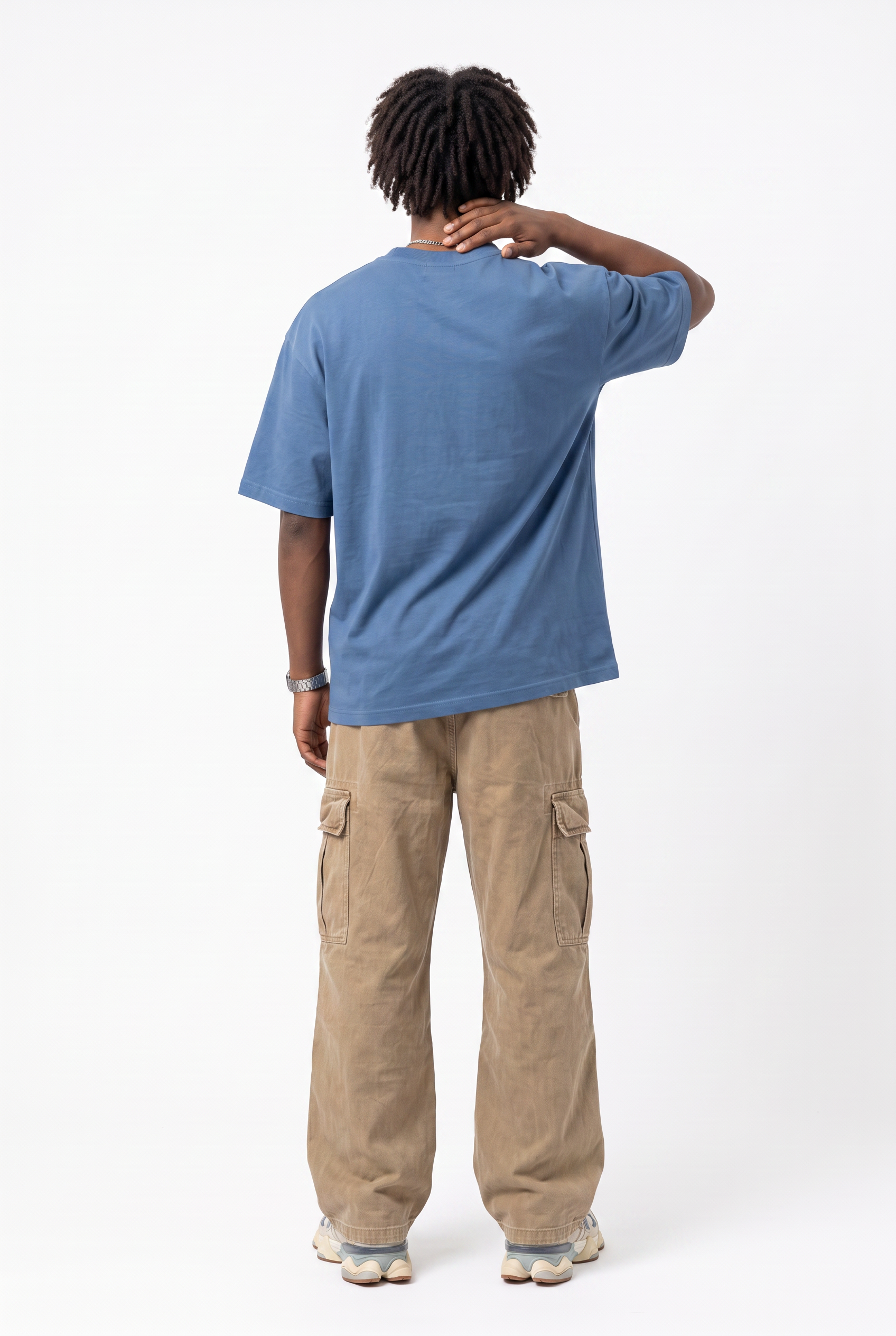 Beige Drawstring Straight Casual Trousers