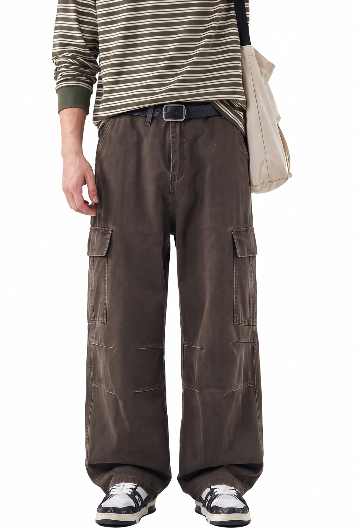 Washed Brown Cargo Trousers