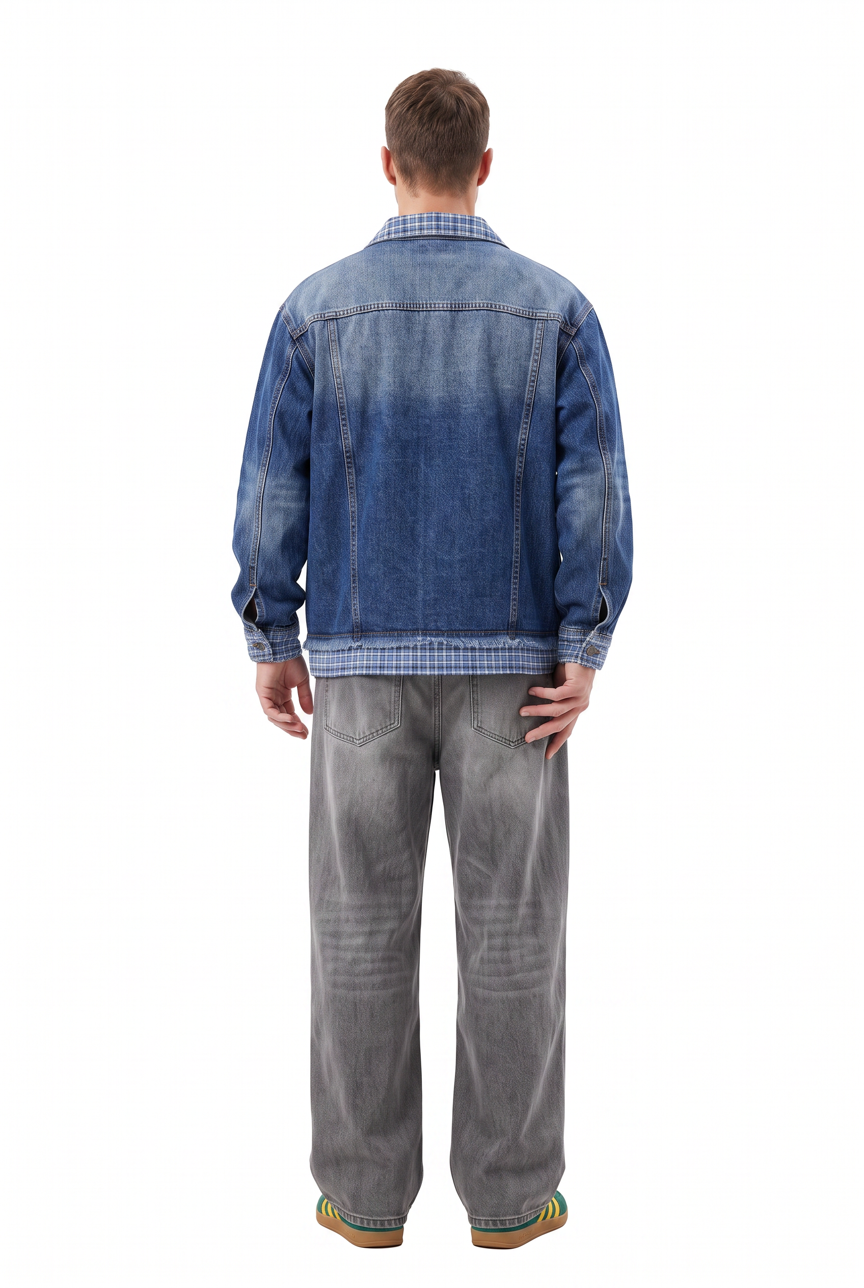 Navy Zip-Up Mandarin Collar Jacket