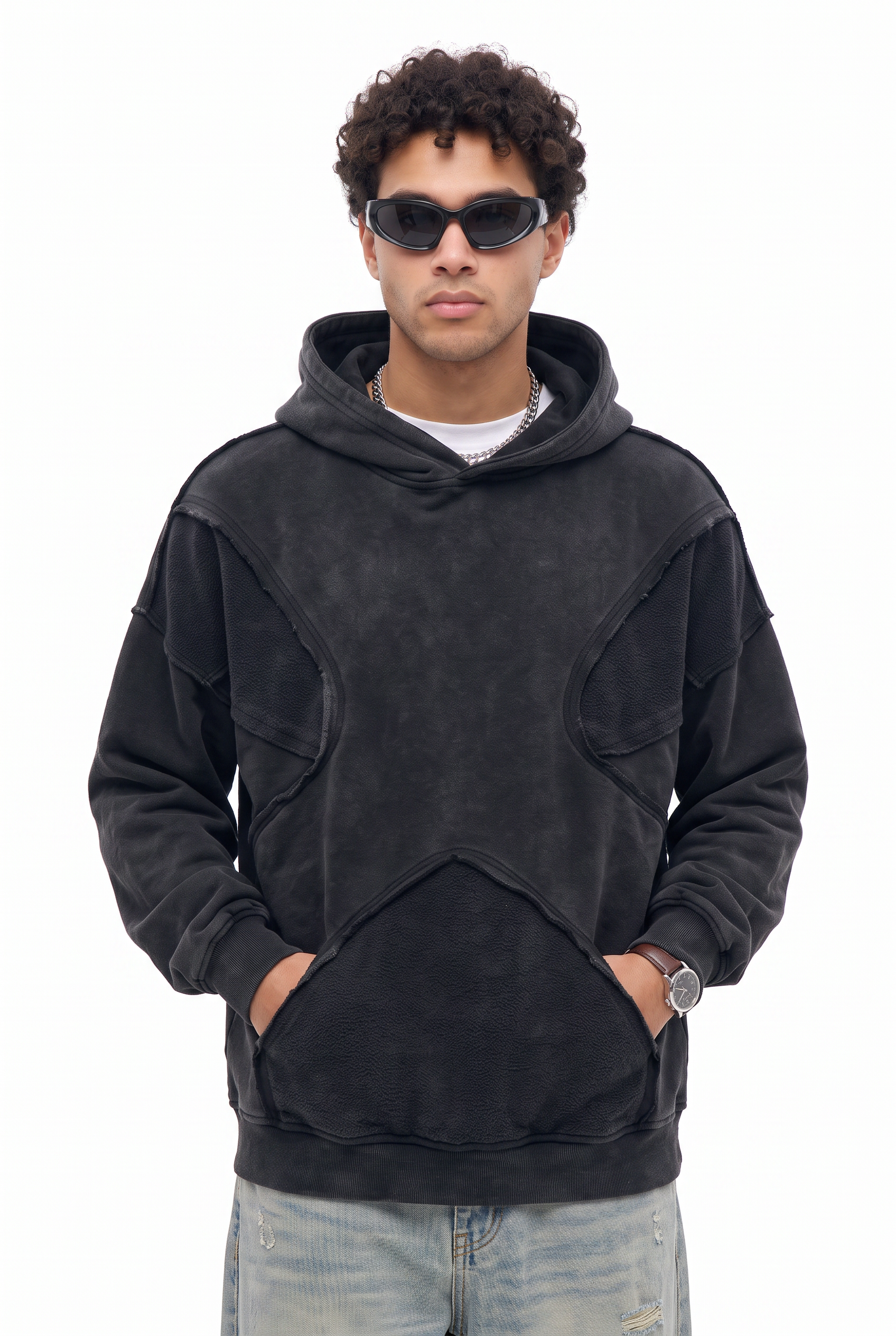 Black Oversized Drawstring Hoodie
