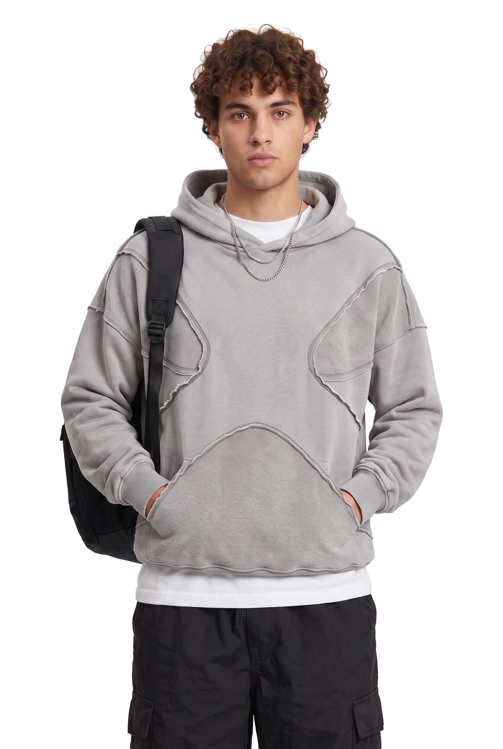 Grey Oversized Drawstring Hoodie