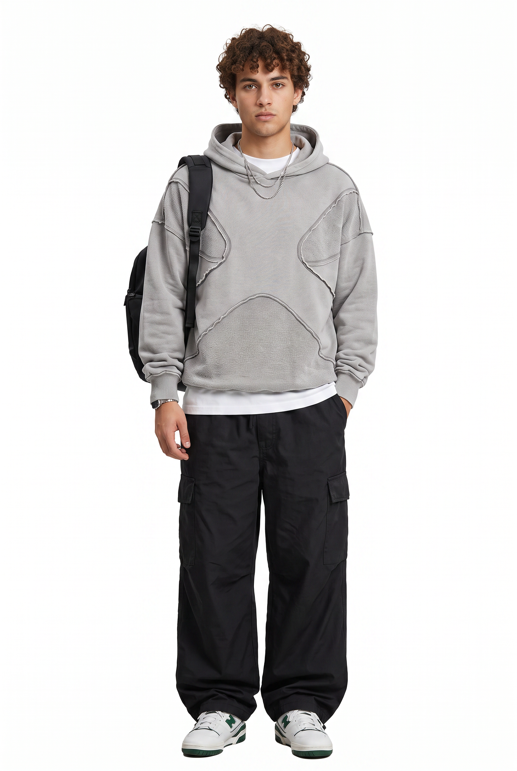 Grey Oversized Drawstring Hoodie