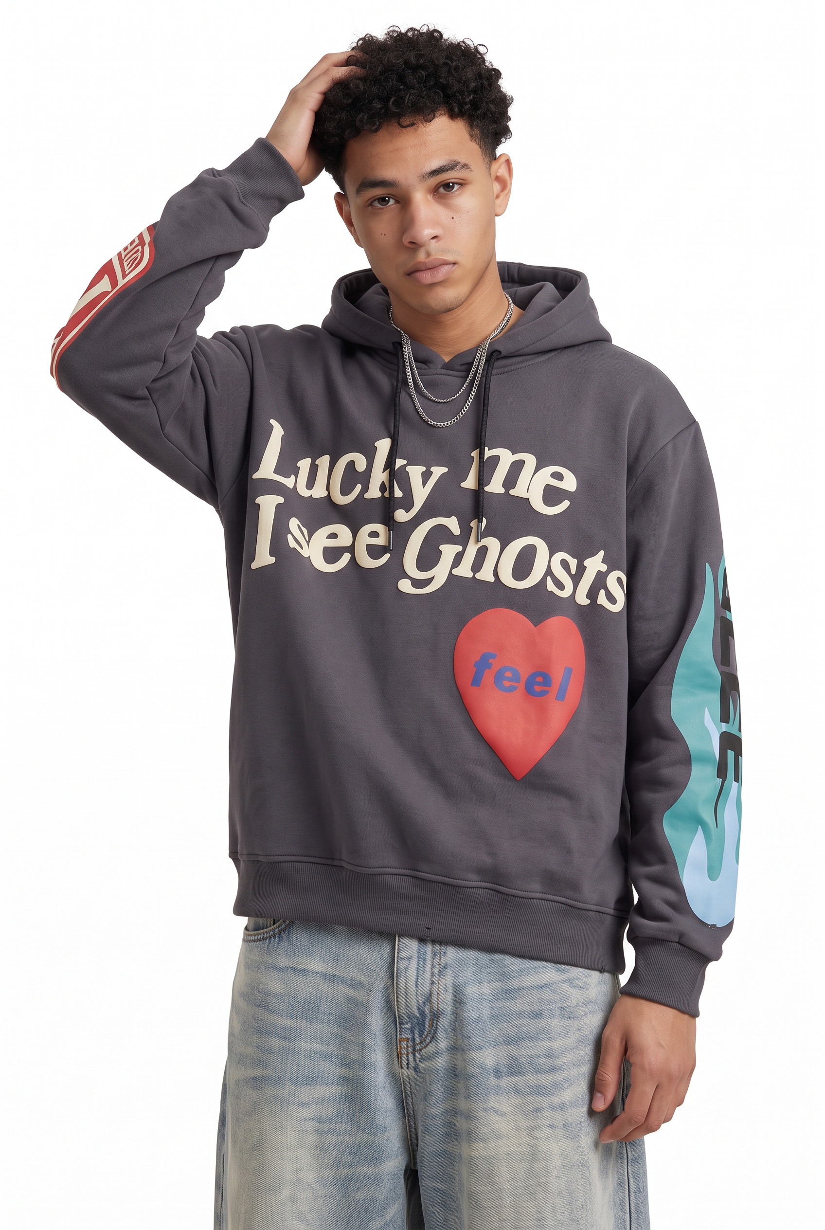 Grey Oversized Drawstring Hoodie