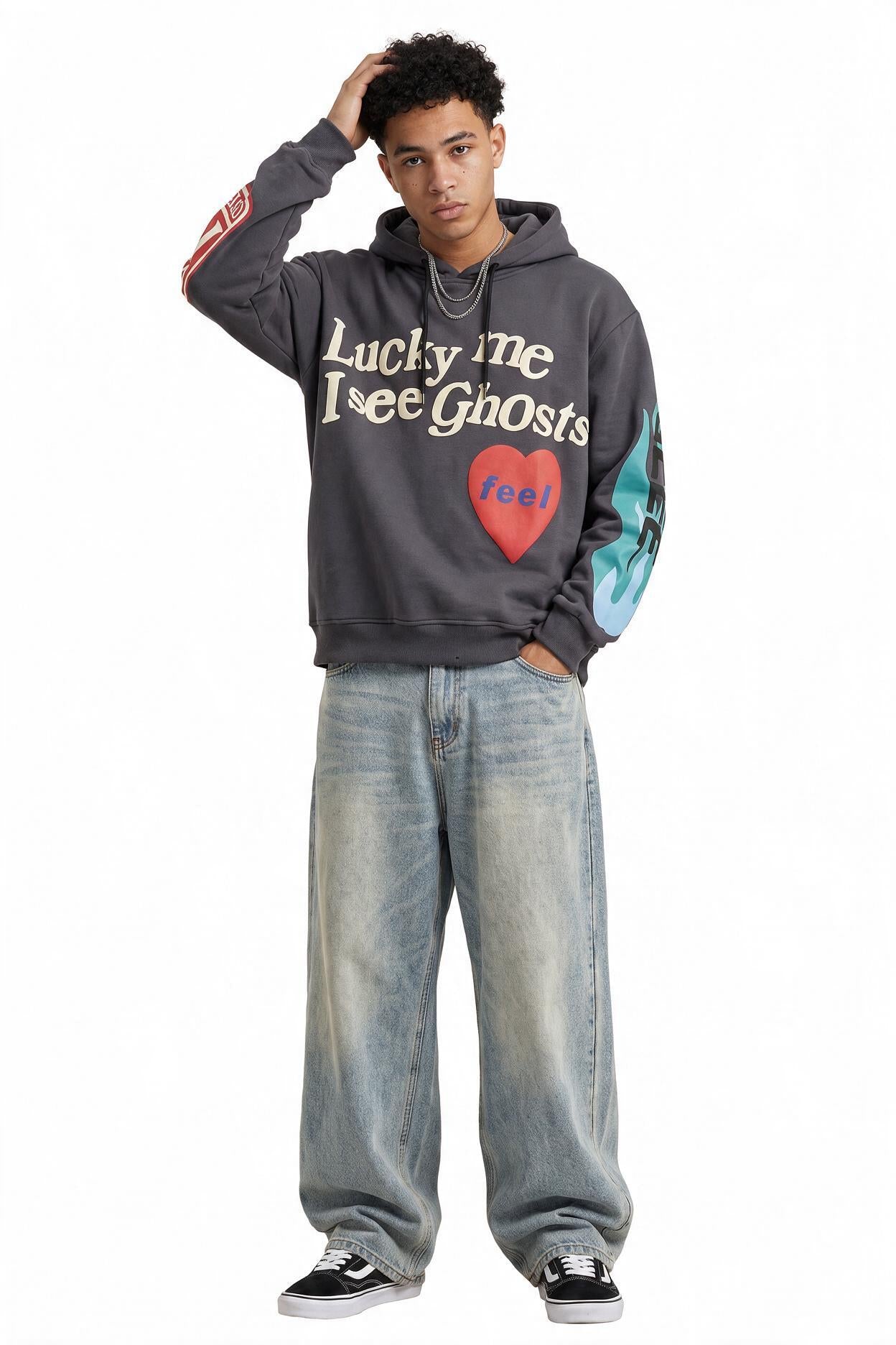 Grey Oversized Drawstring Hoodie