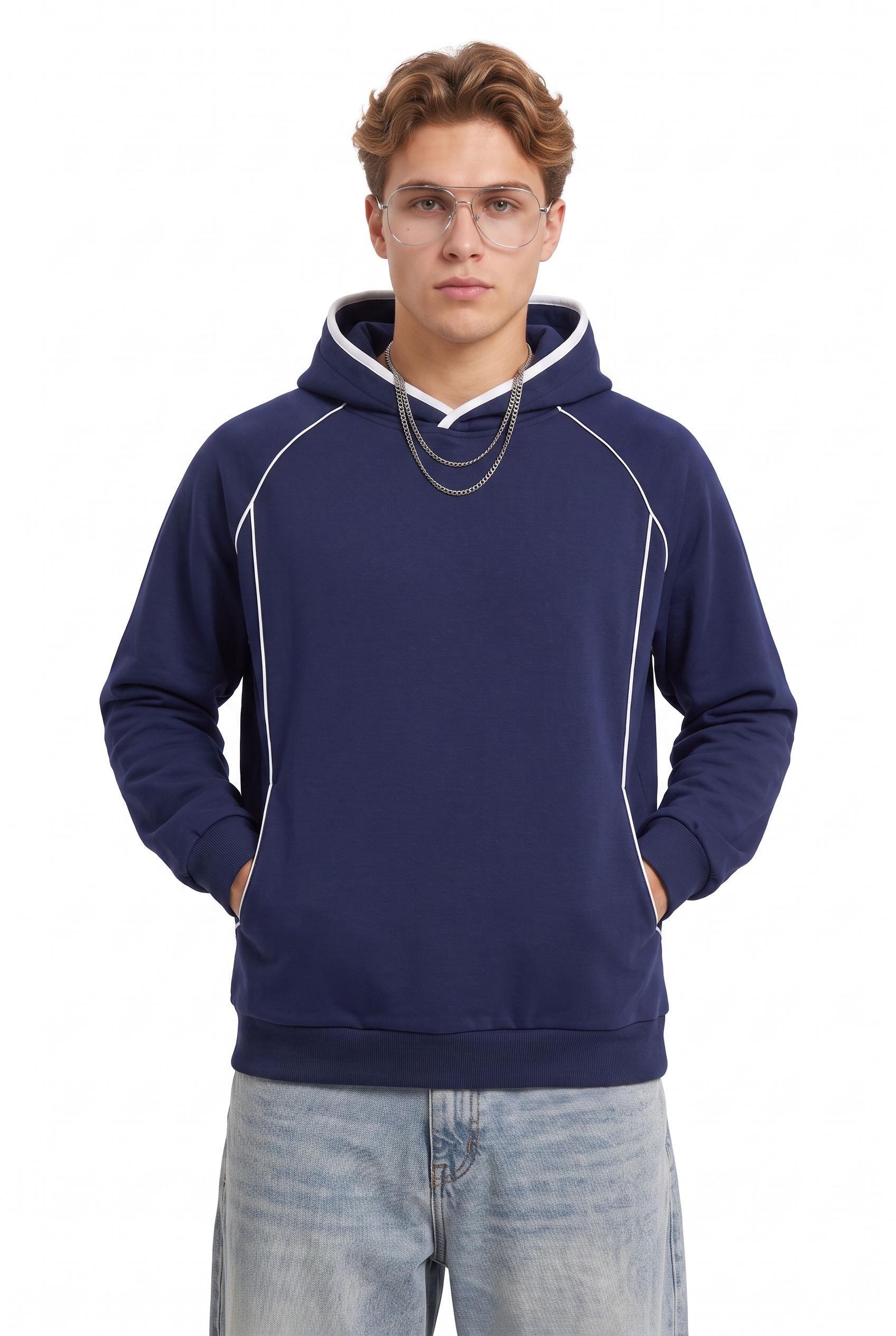 Steel Blue Ribbed Oversized Sweatshirt