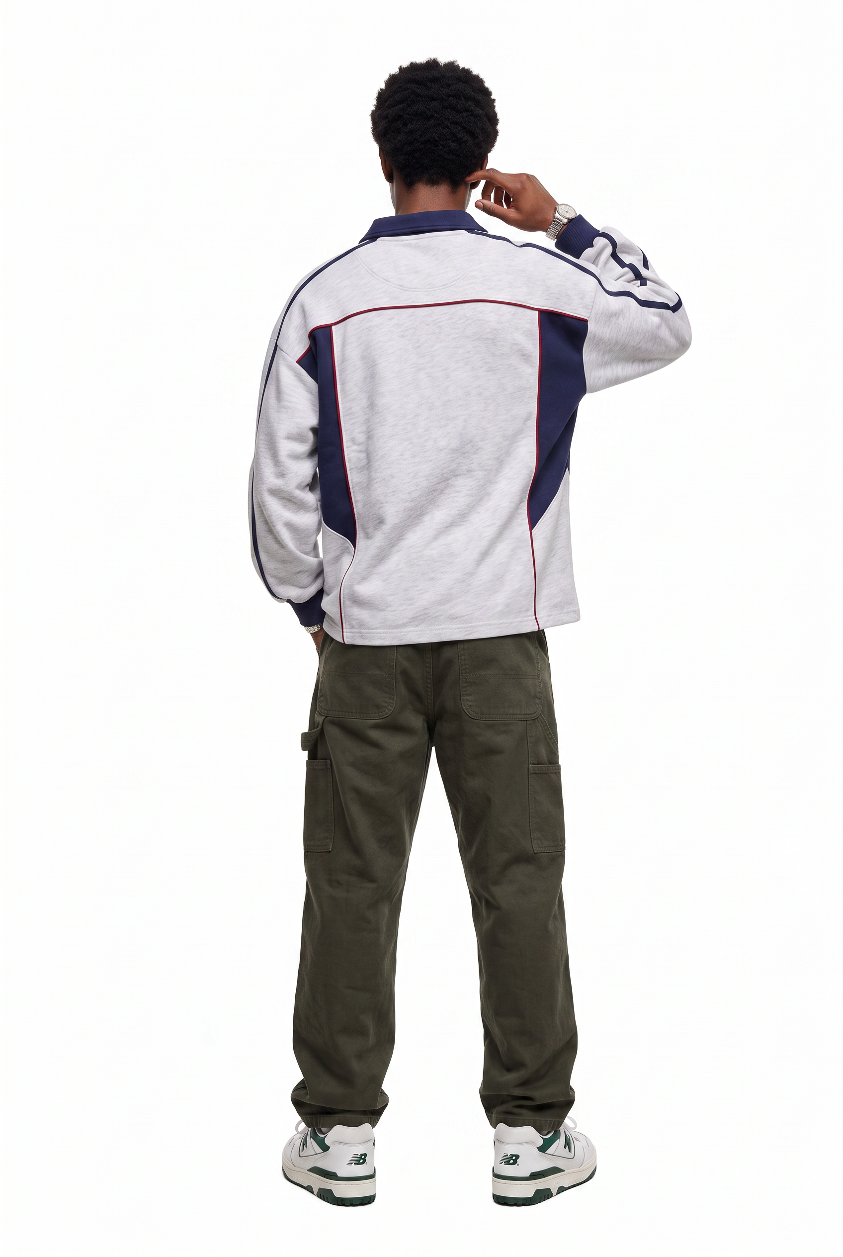 White Ribbed Crew Neck Sweatshirt