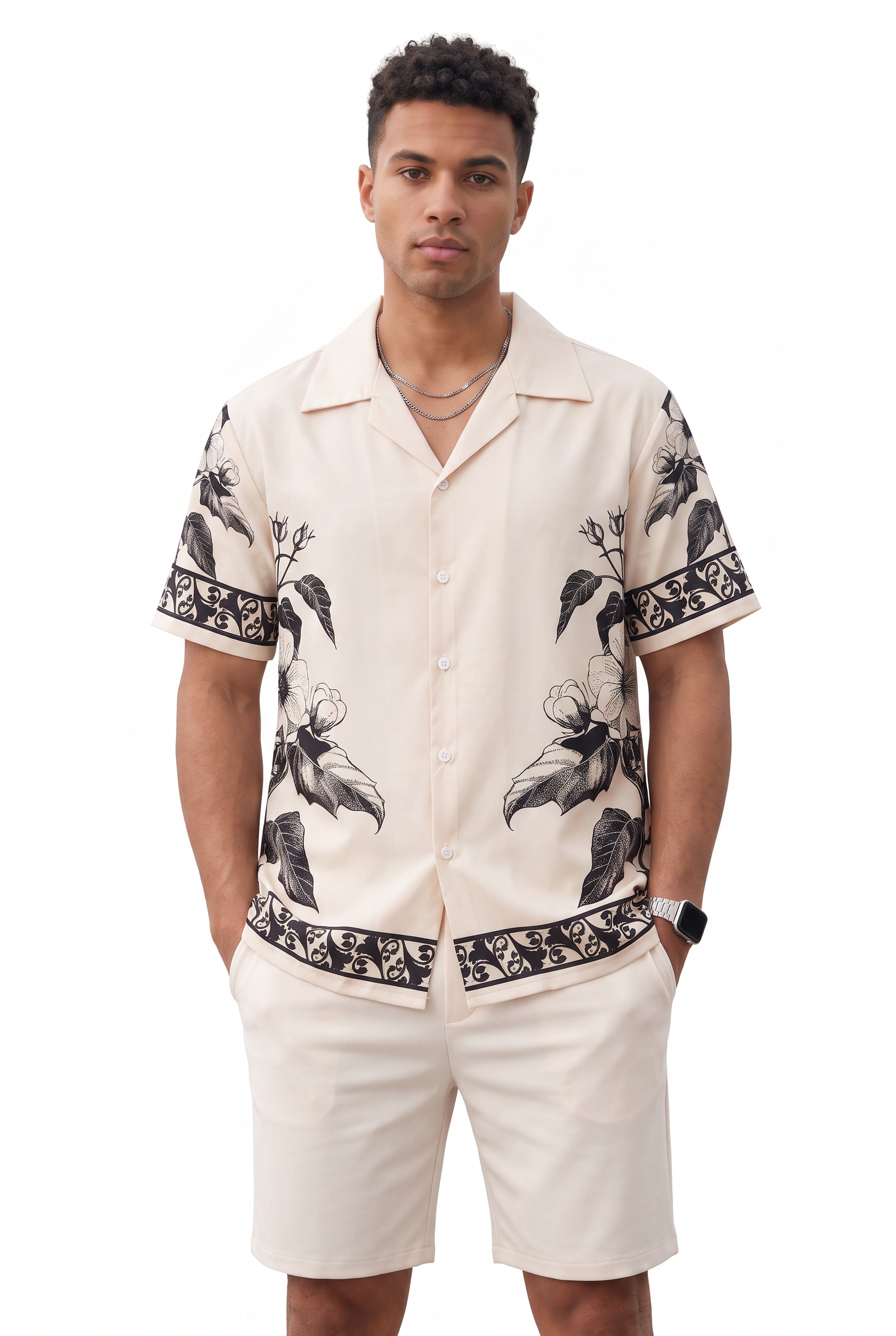 Cream Chest Pocket Casual Shirt