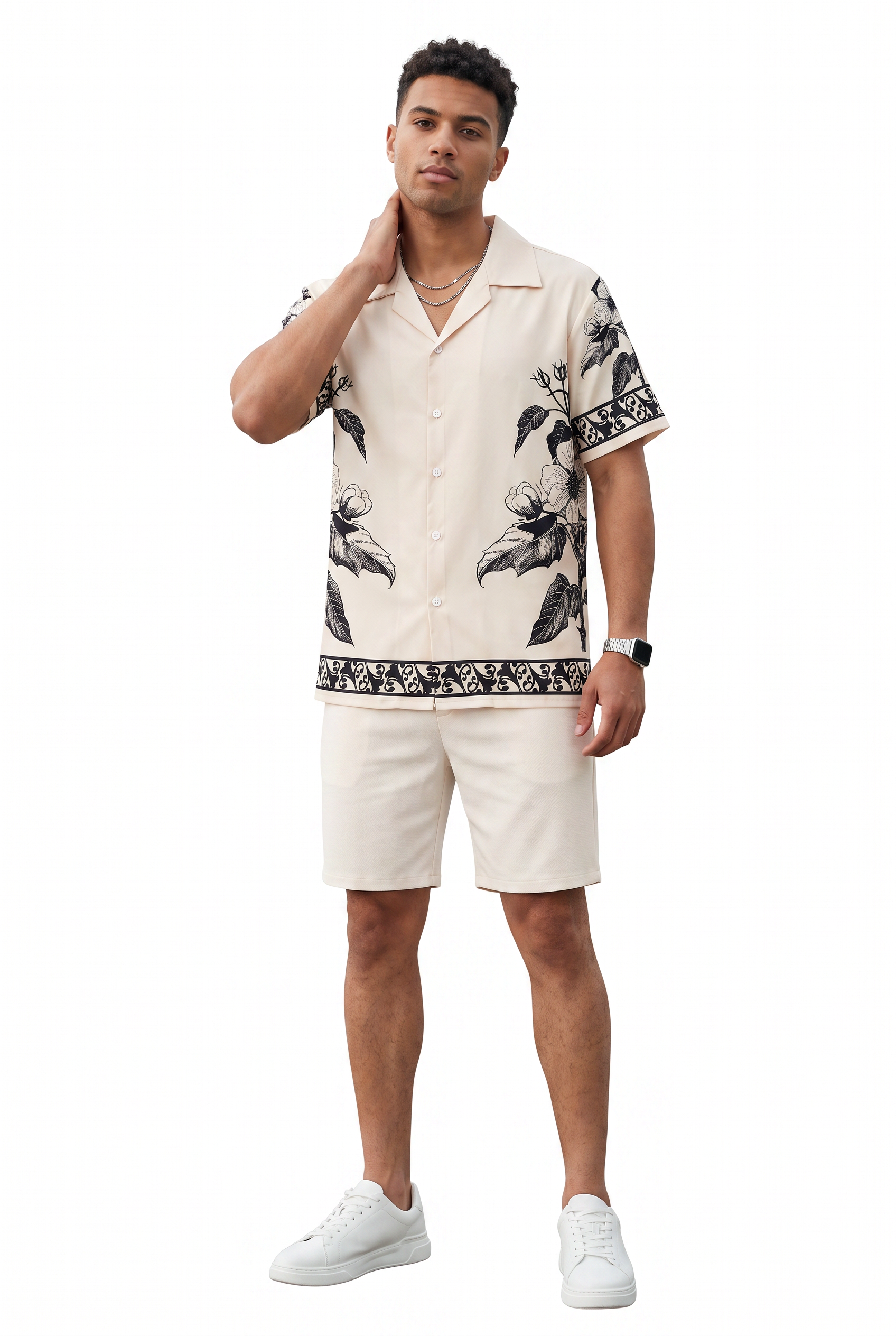 Cream Chest Pocket Casual Shirt