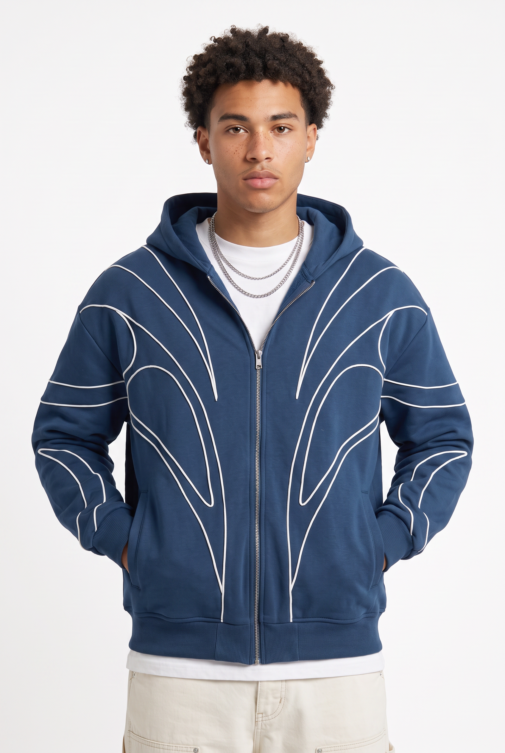 Steel Blue Drawstring Oversized Hoodie